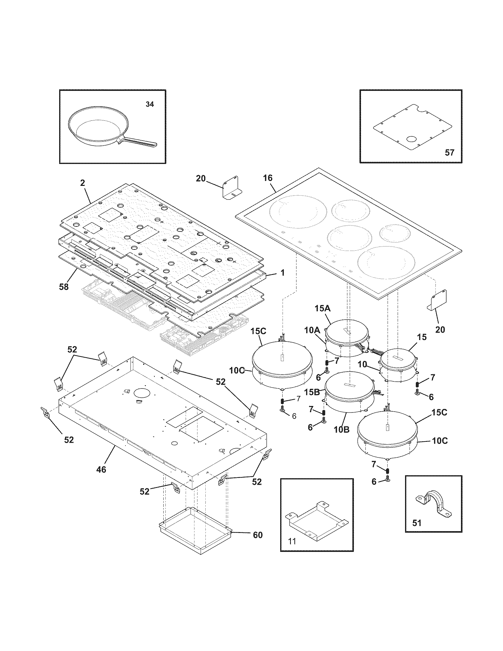 Electrolux E36IC80ISS1 main top/surface units diagram