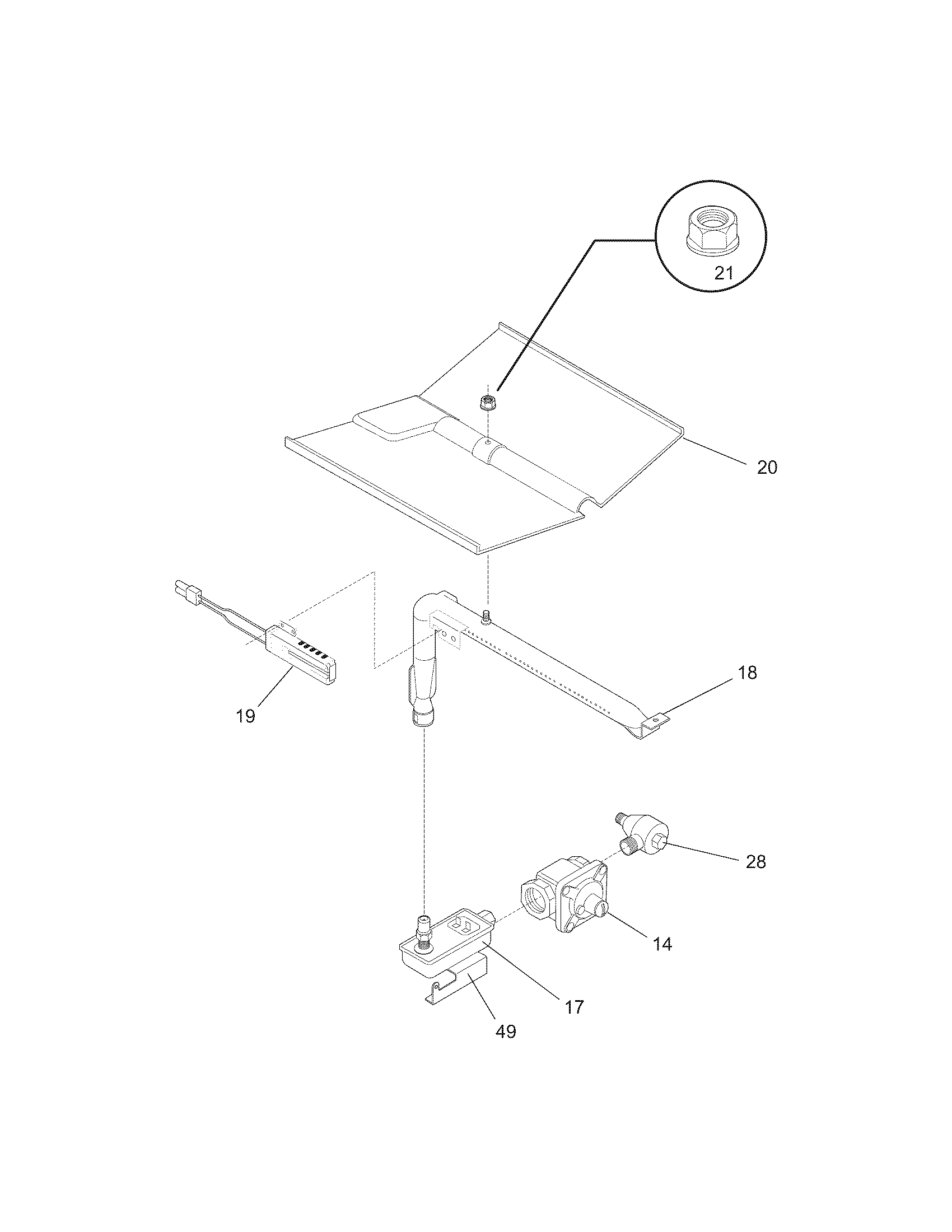 Frigidaire FGB24L2ABD burner diagram