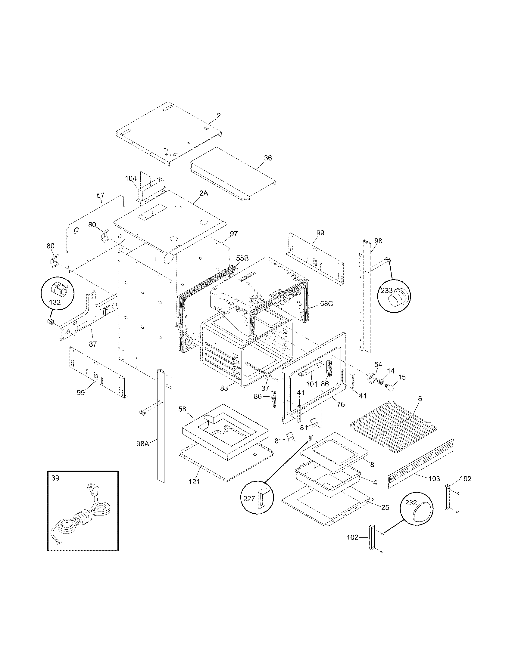 Frigidaire FGB24L2ABD body diagram