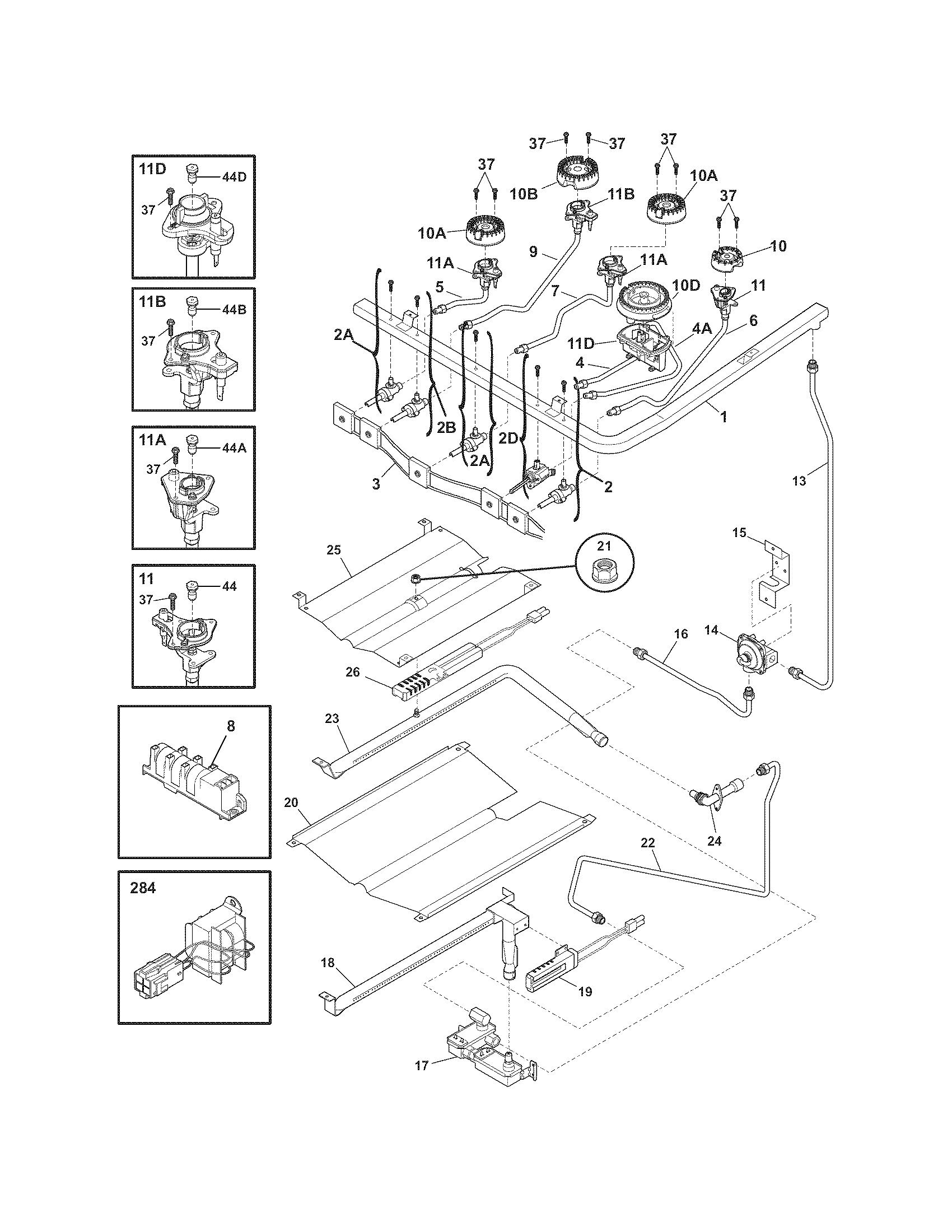 Electrolux EW3LGF65GSF burner diagram