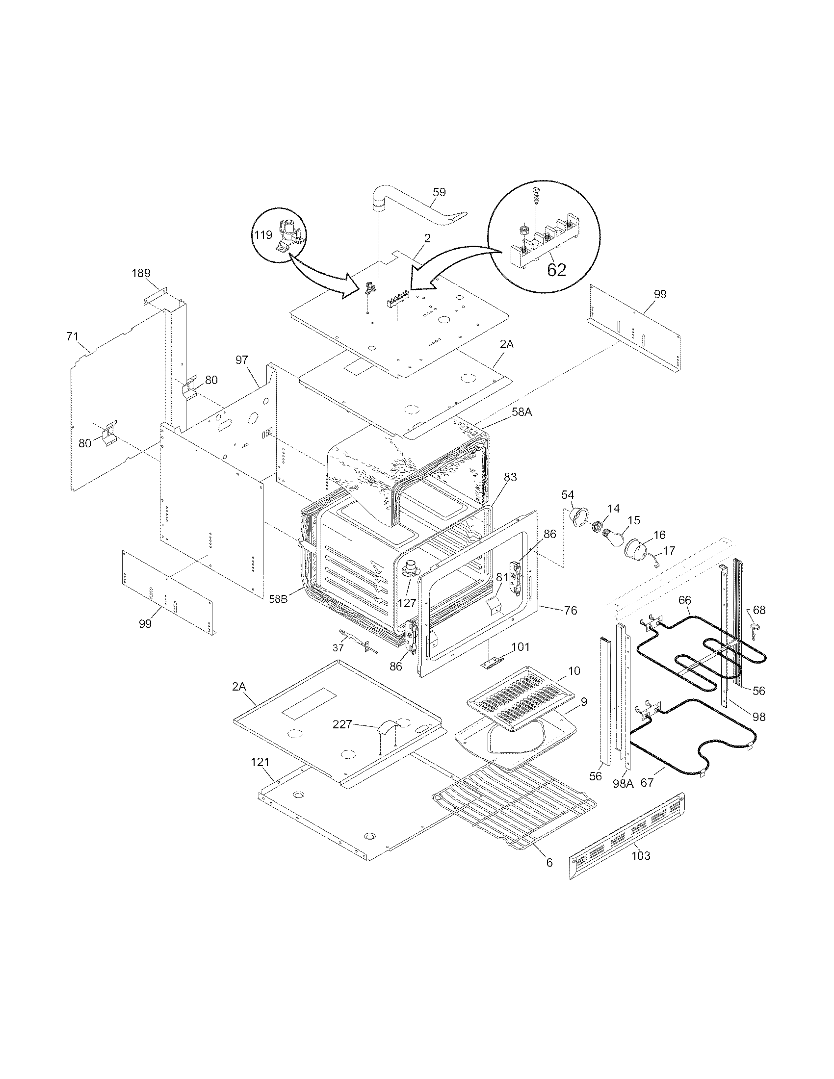 Frigidaire FEB24S2ABF body diagram