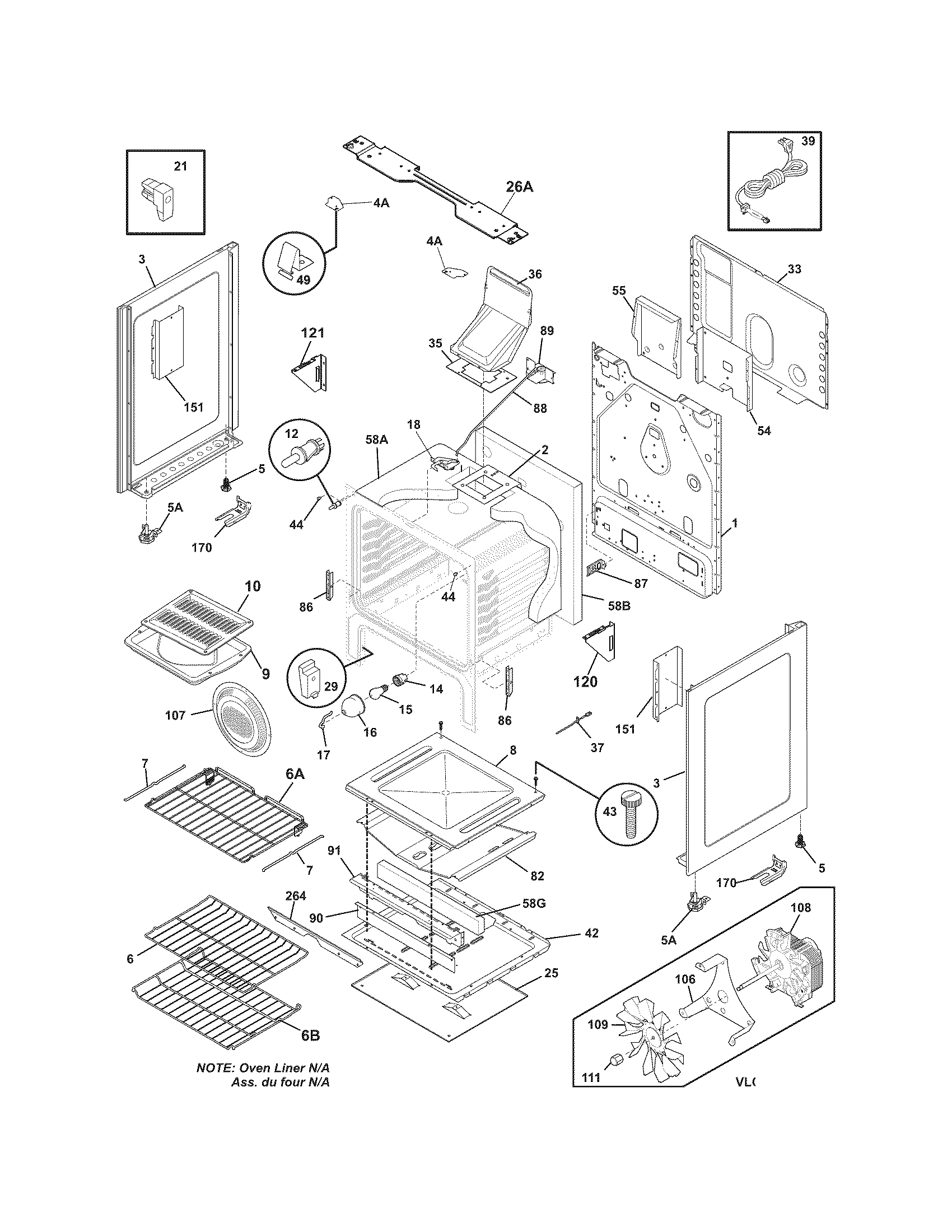 Frigidaire BGGF3042KFC body diagram