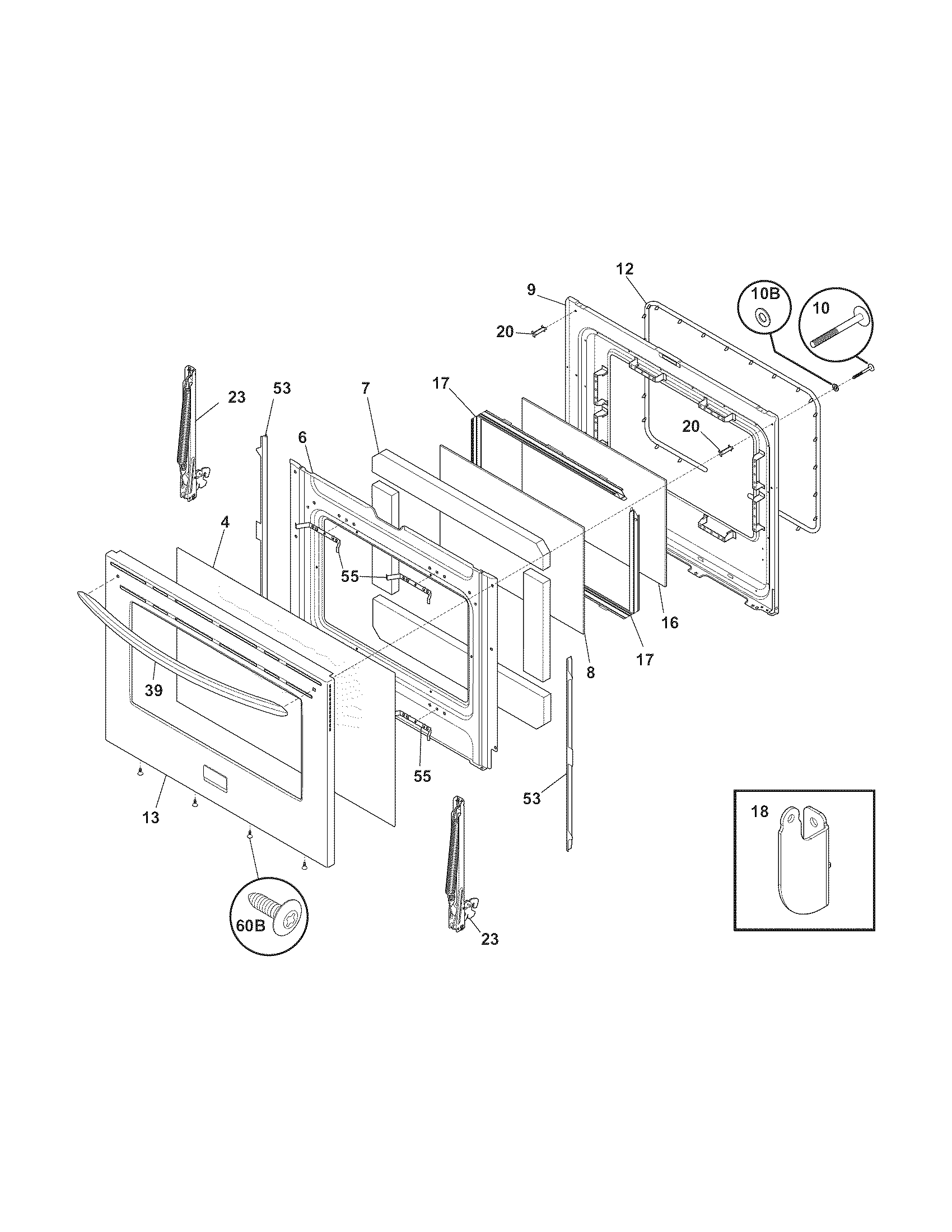 Frigidaire BGGF3042KFC door diagram