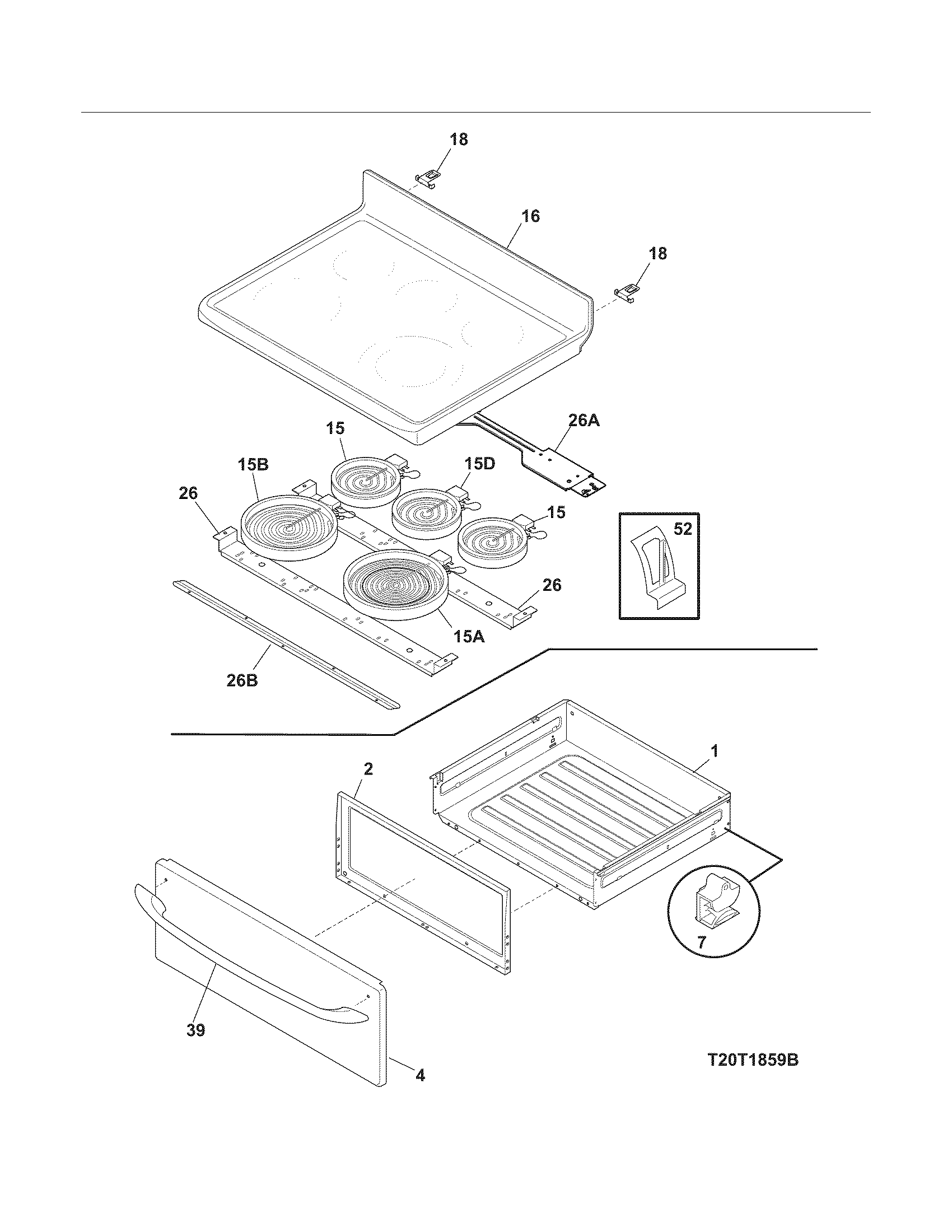 Frigidaire CFEF376GCD top/drawer diagram