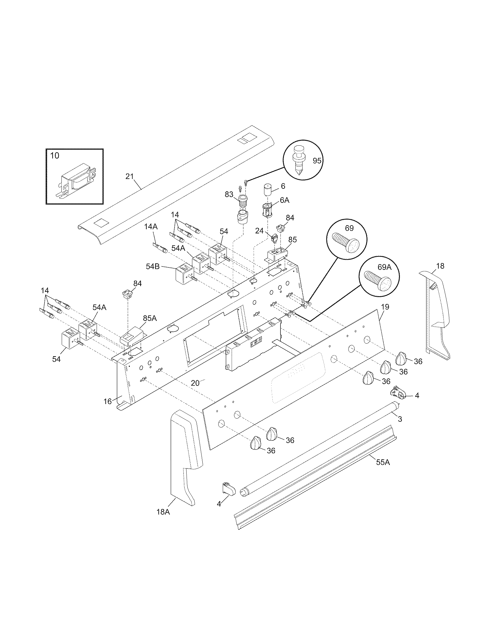 Frigidaire PGLEF385CB2 backguard diagram