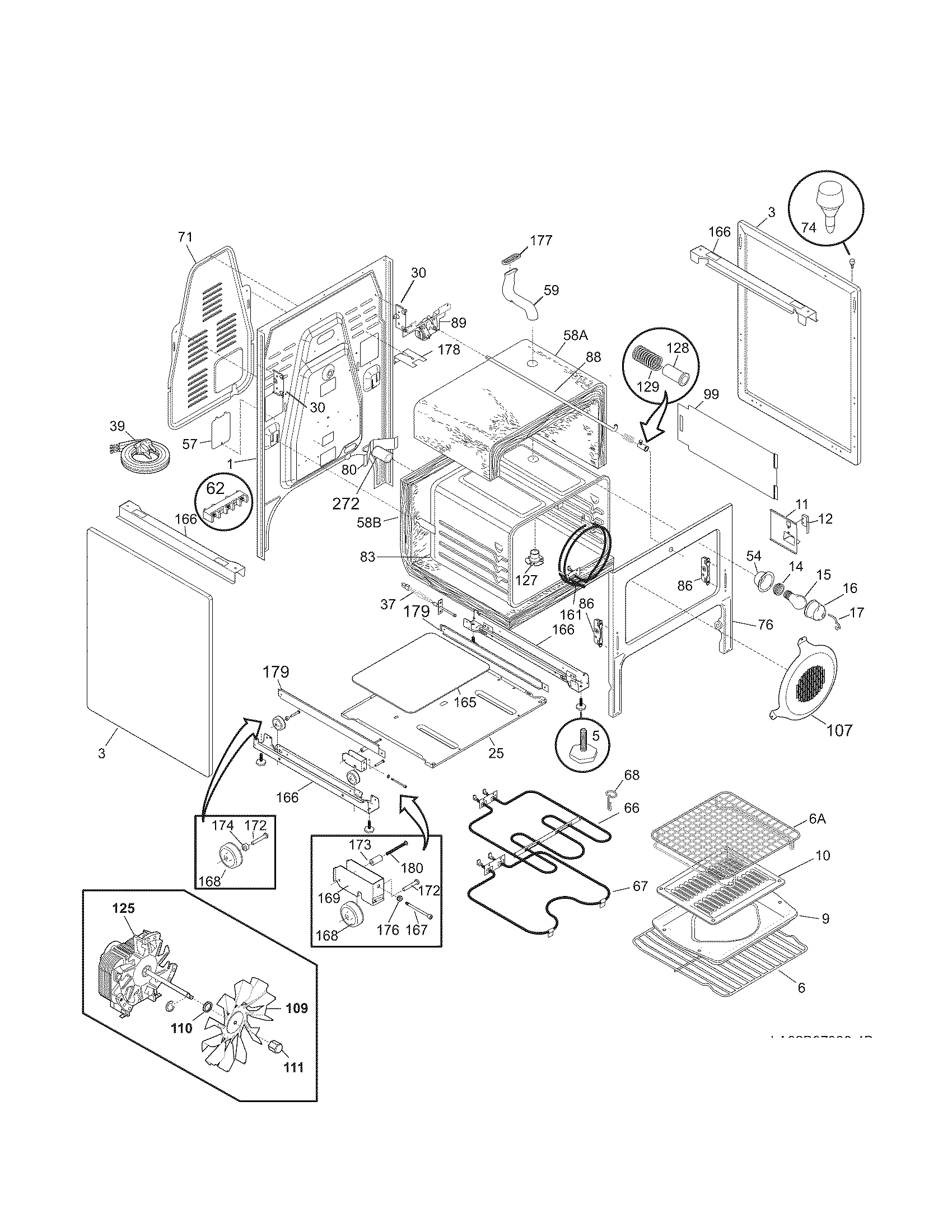 Frigidaire PGLEF385CB2 body diagram