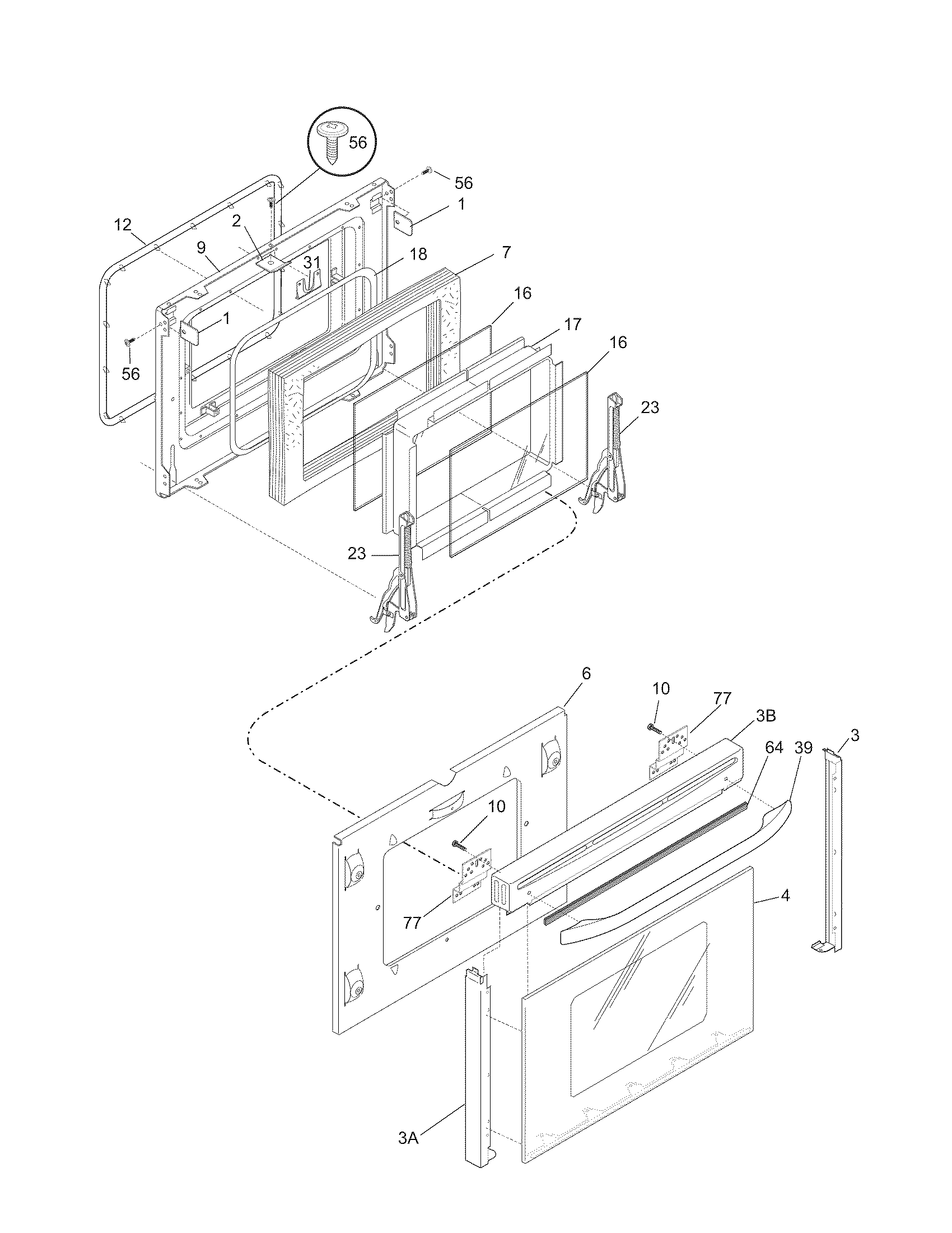 Frigidaire PGLEF385CB2 door diagram