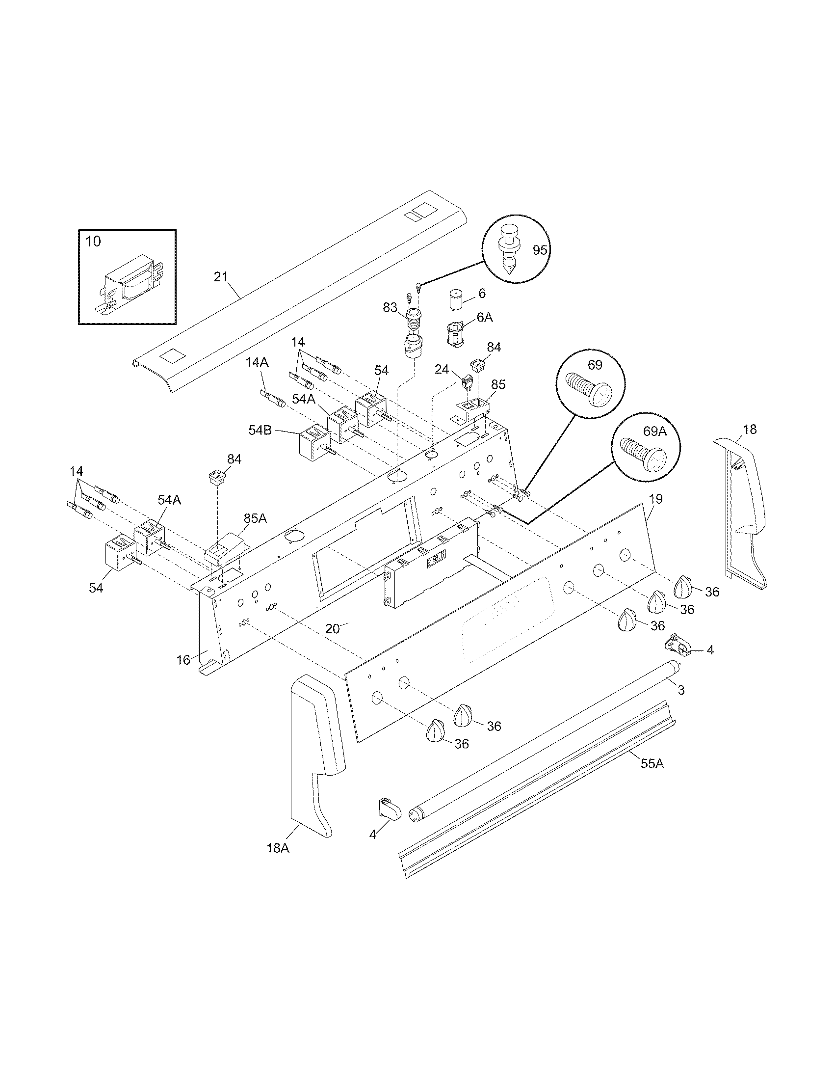 Frigidaire PGLEF385CB3 backguard diagram