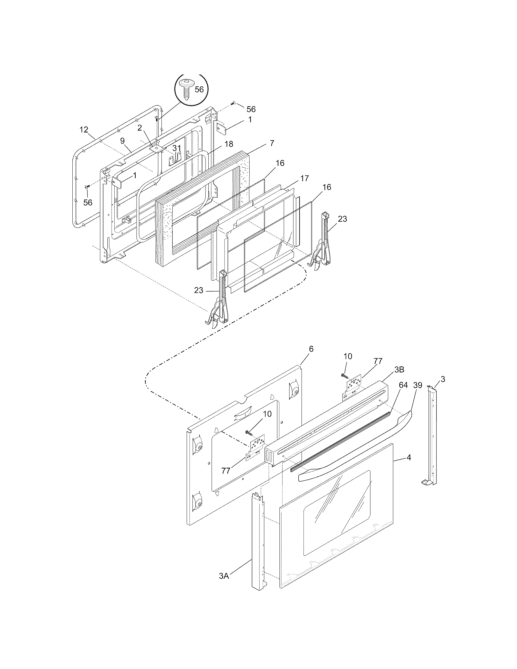 Frigidaire PGLEF385CB3 door diagram