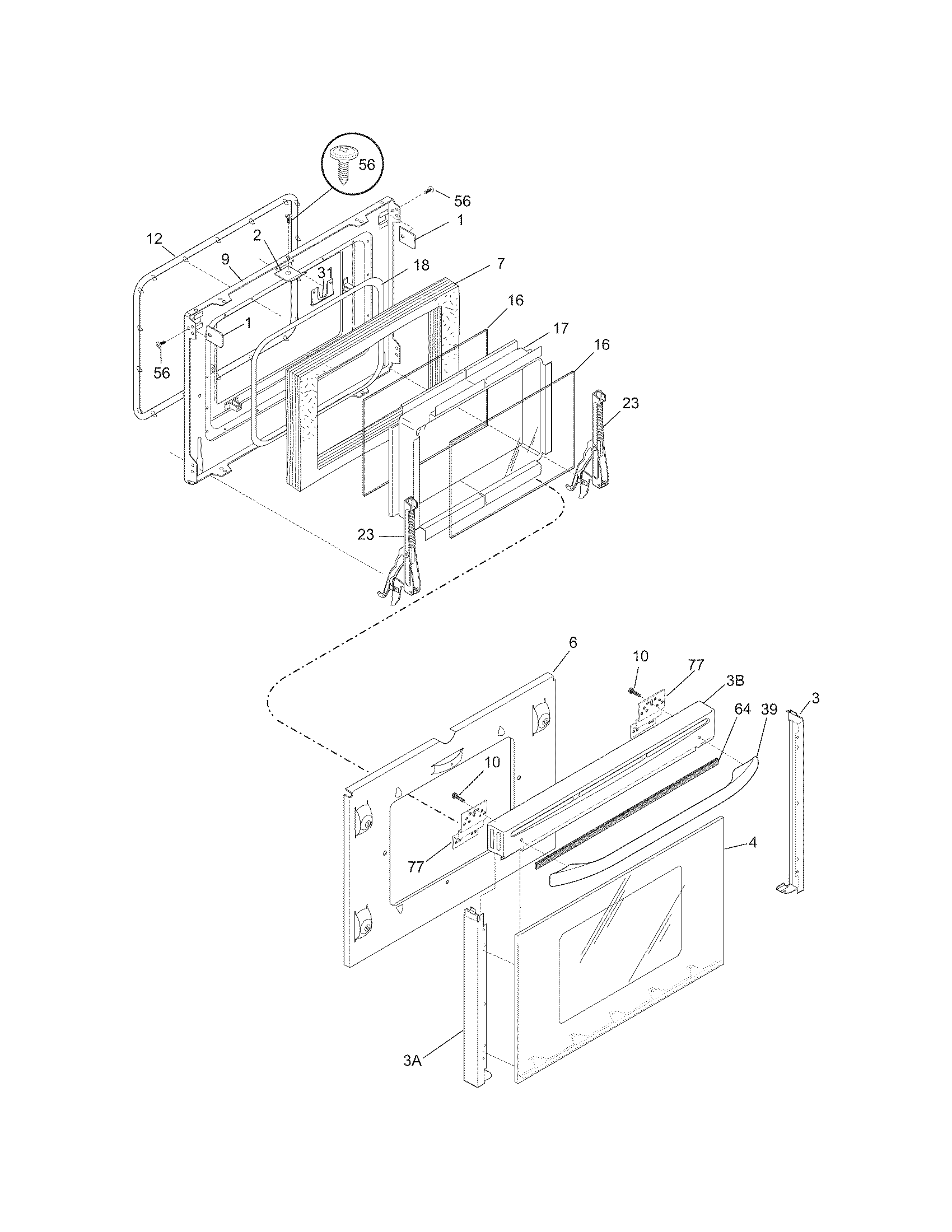 Frigidaire PGLEF385CS4 door diagram