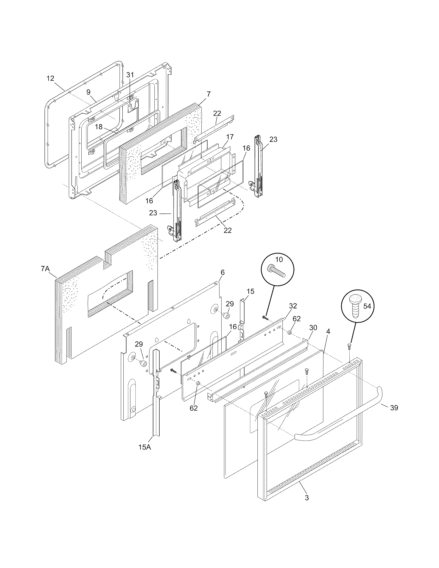 Frigidaire CFEF272DS7 door diagram