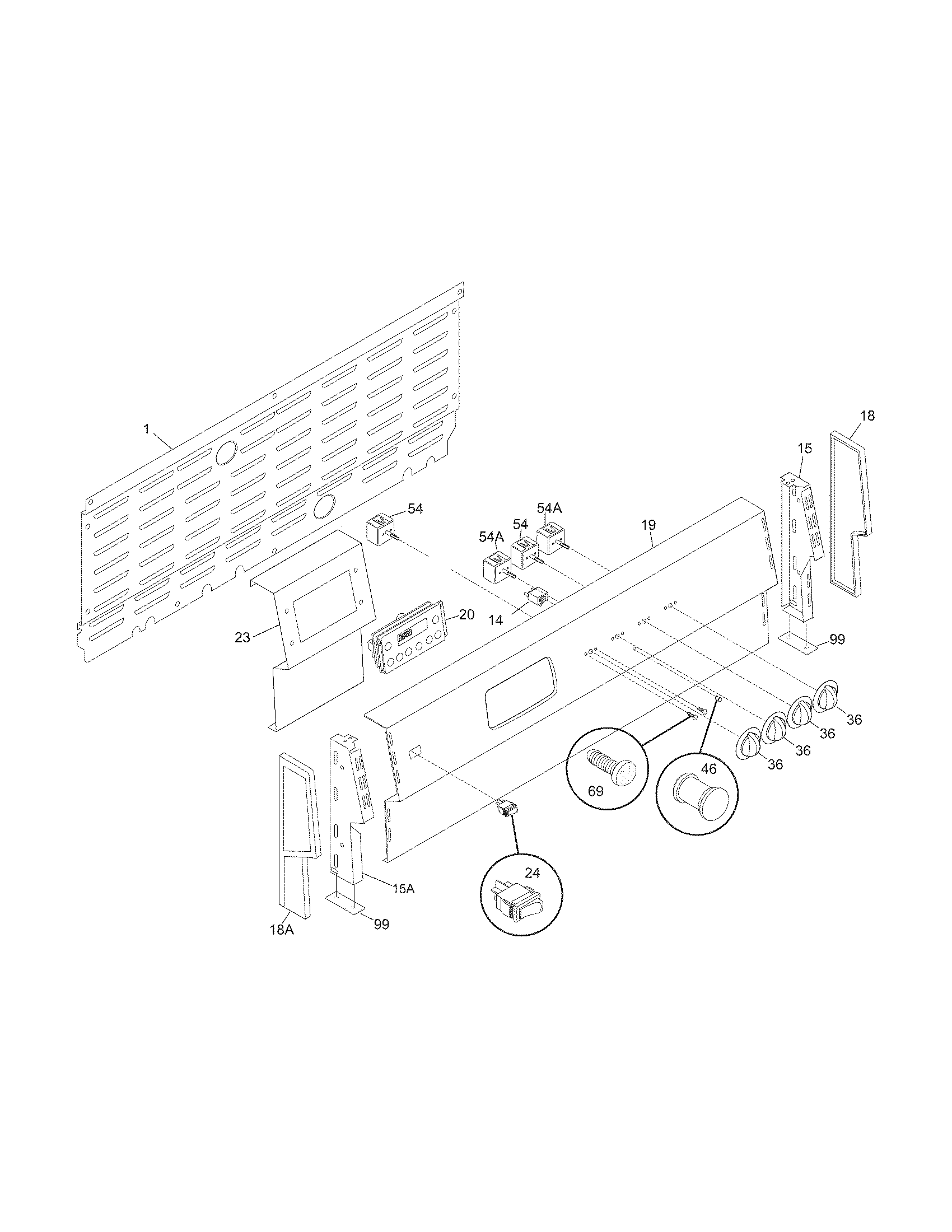 Frigidaire FEF402BWG backguard diagram