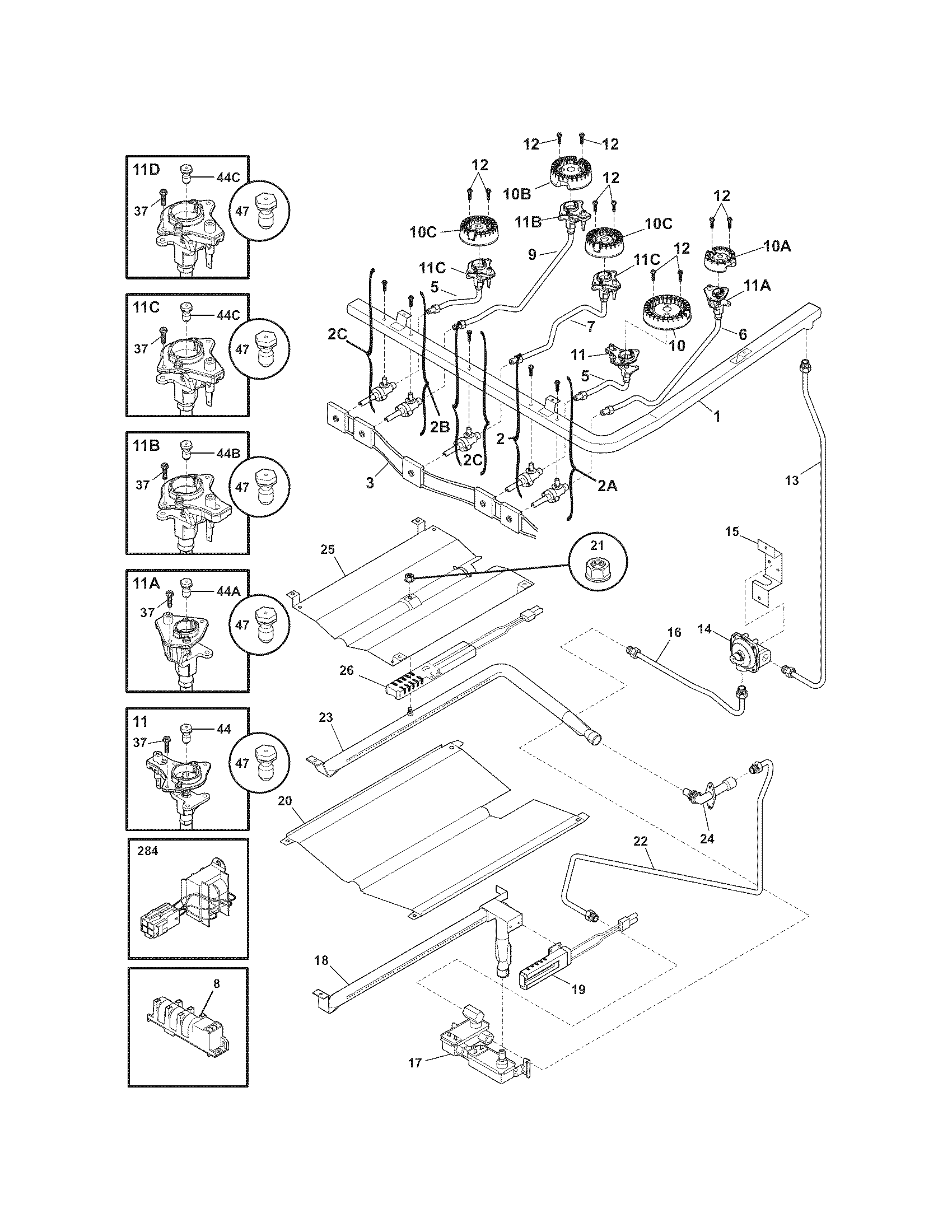 Electrolux EI30GF55GBC burner diagram