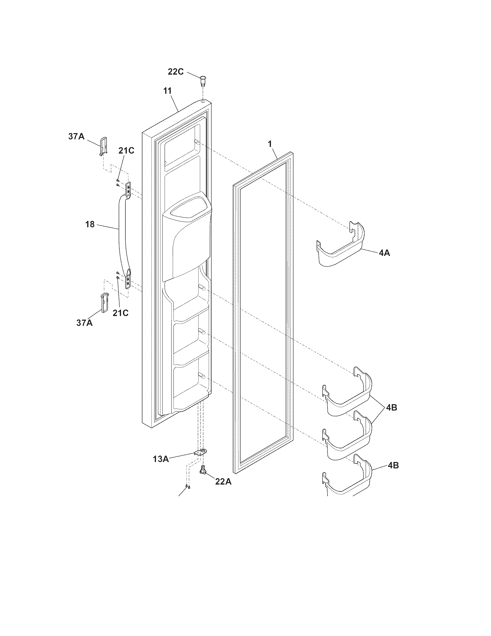 Frigidaire FRS3HR35KB2 freezer door diagram