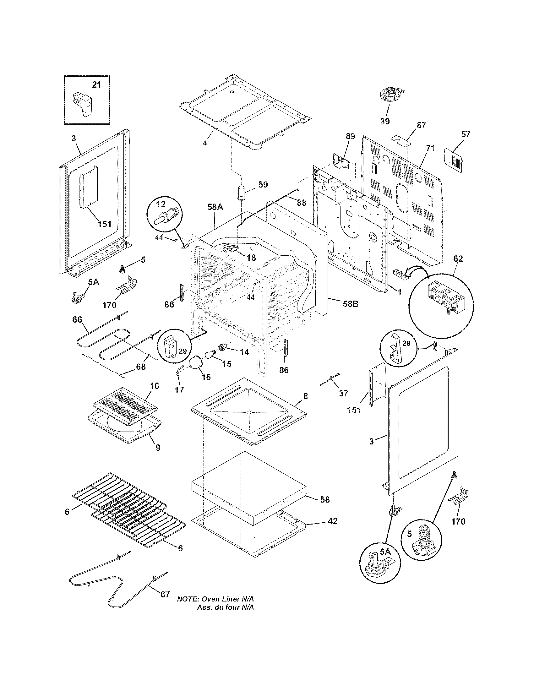 Frigidaire CFEF355FCF body diagram