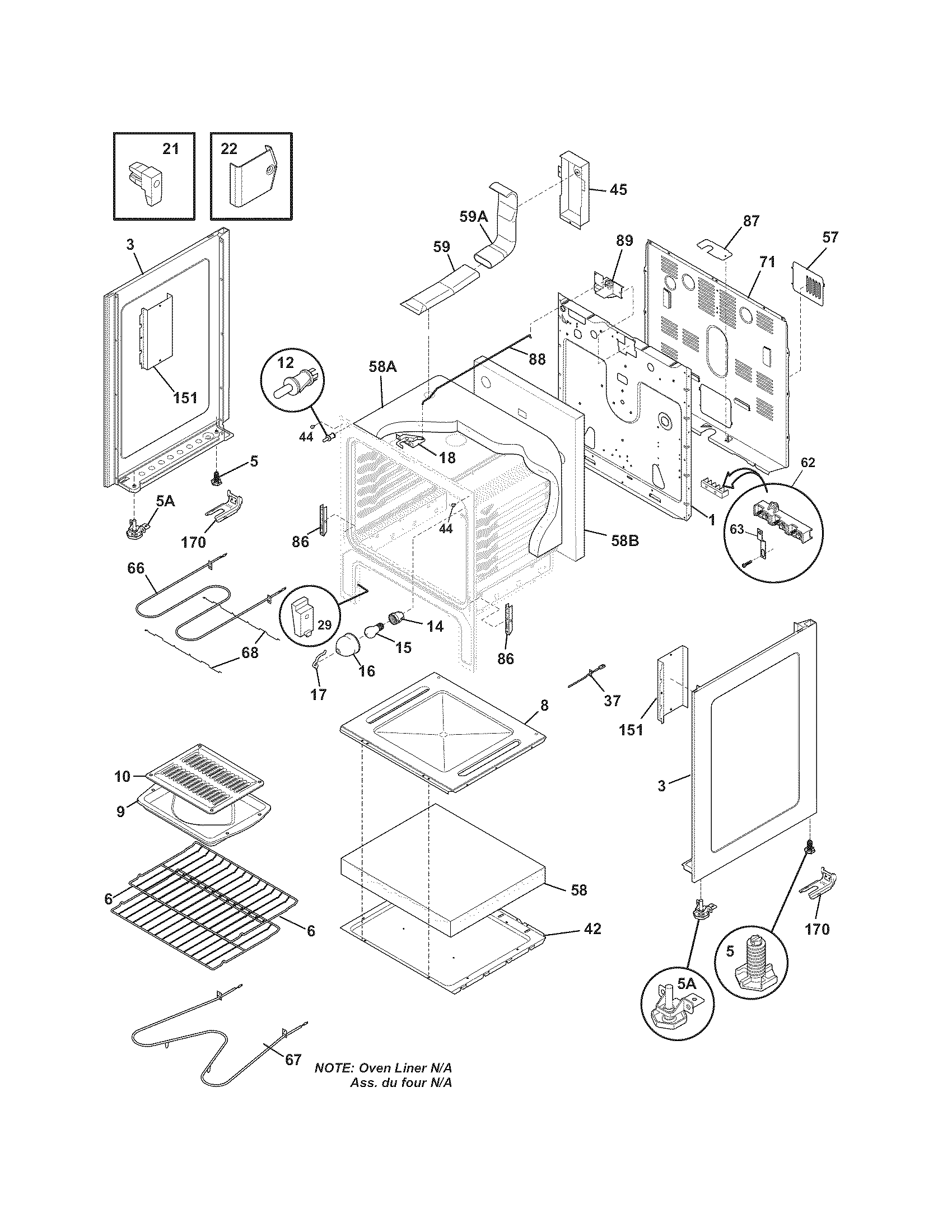 Frigidaire FEF368GCH body diagram