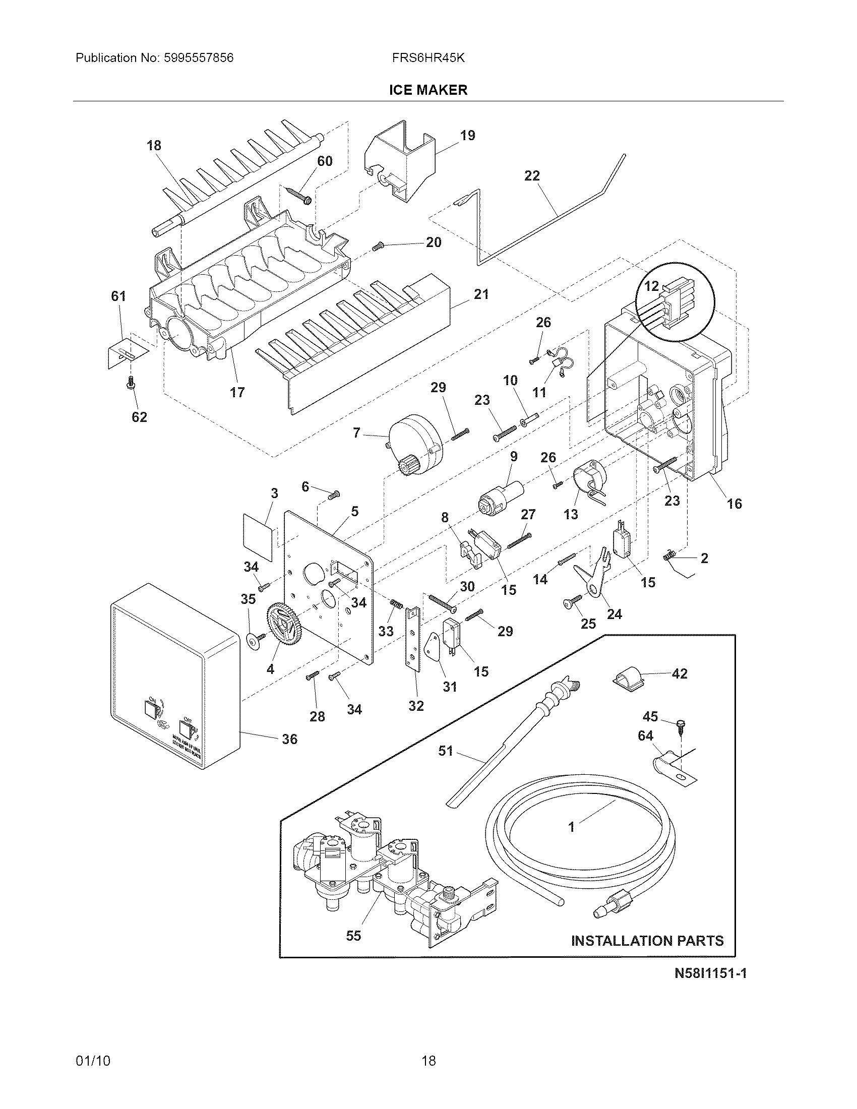 Frigidaire FRS6HR45KB2 ice maker diagram