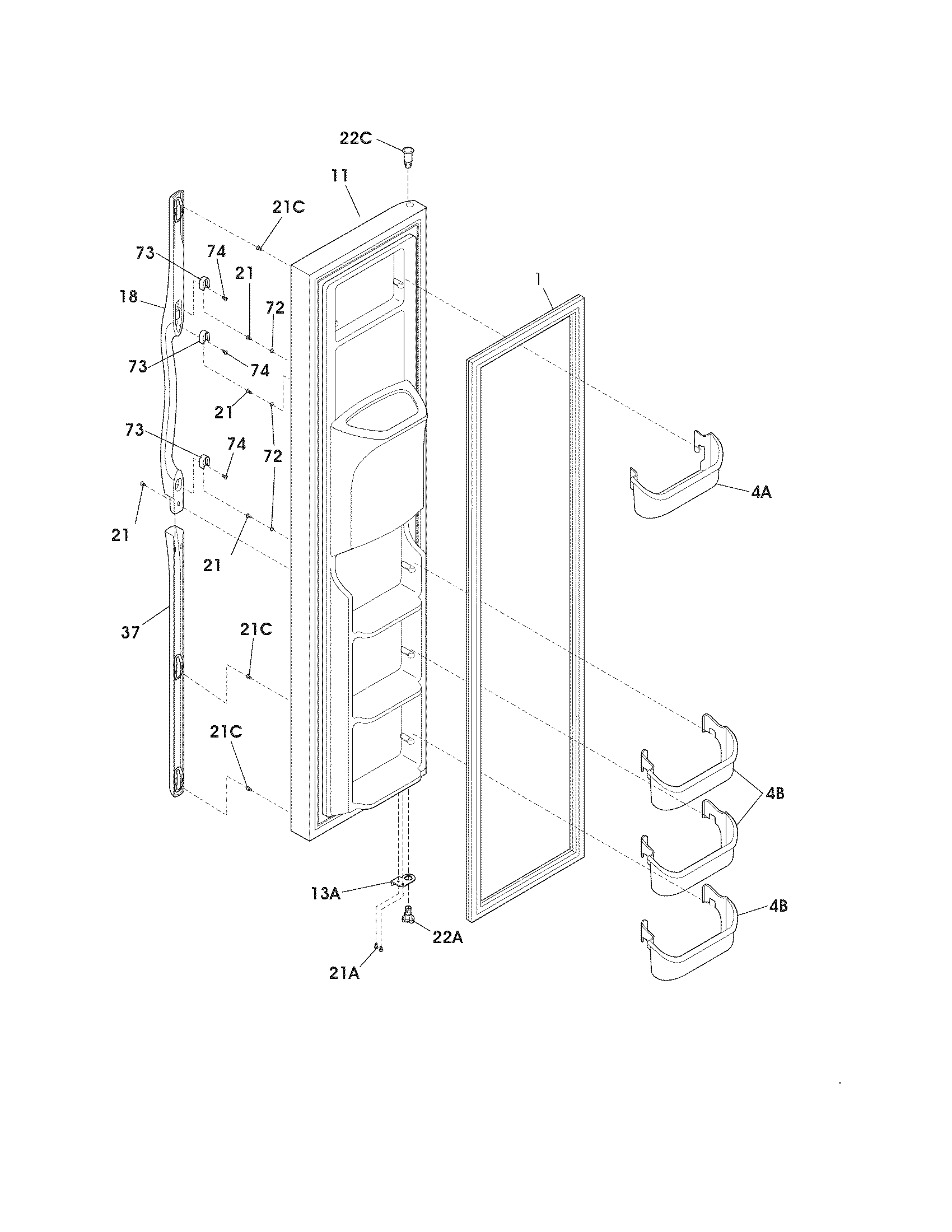 Frigidaire NMGSS263KS1 freezer door diagram