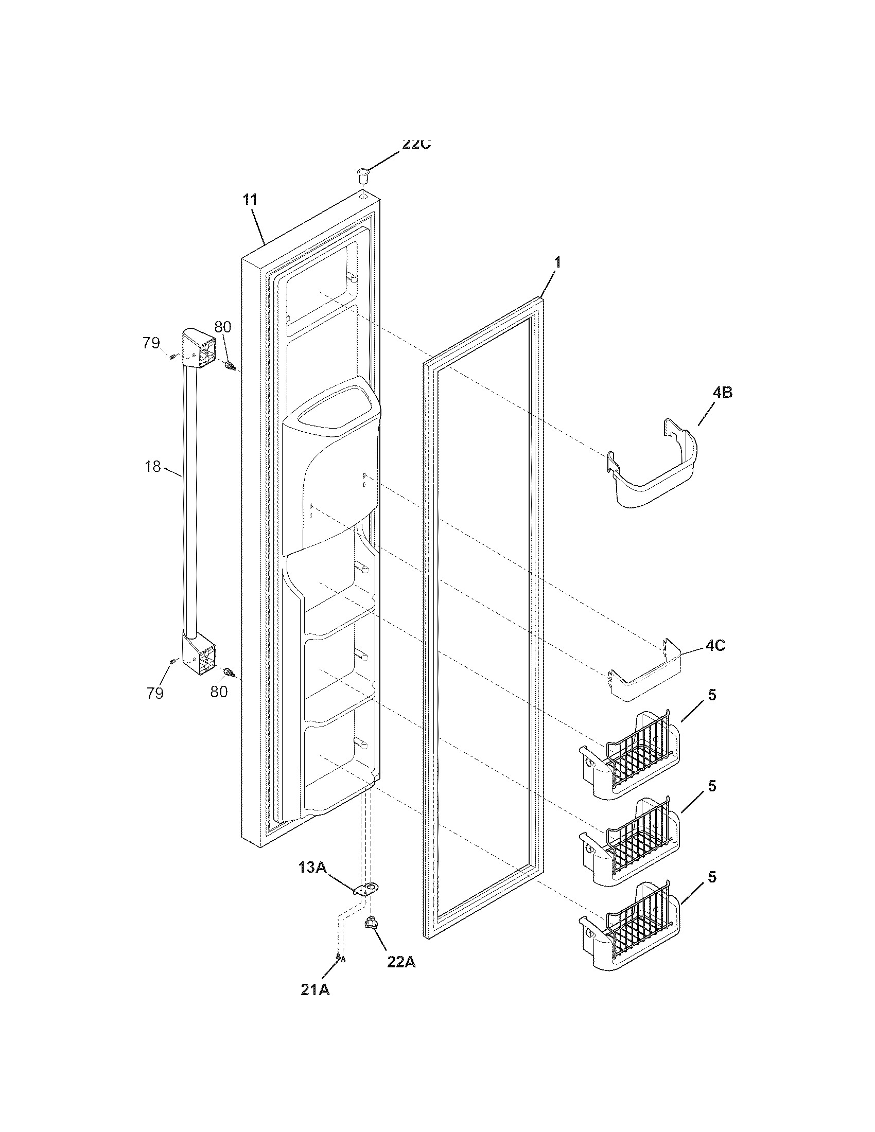 Kenmore Pro 25355333607 freezer door diagram