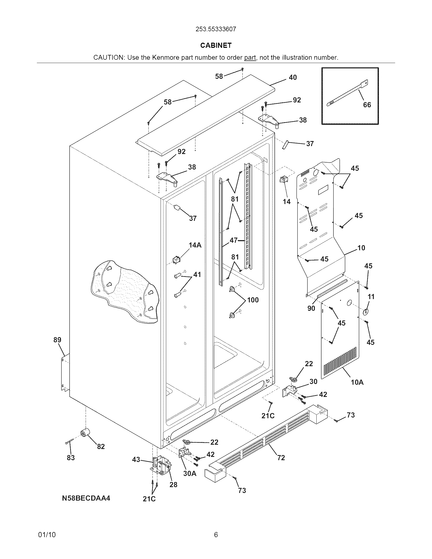 Kenmore Pro 25355333607 cabinet diagram