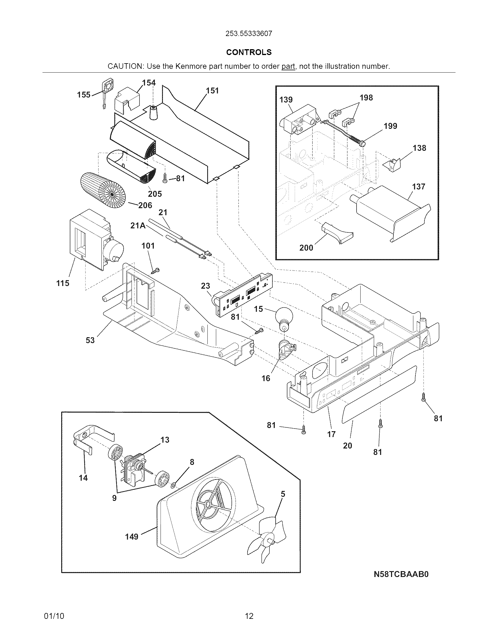 Kenmore Pro 25355333607 controls diagram