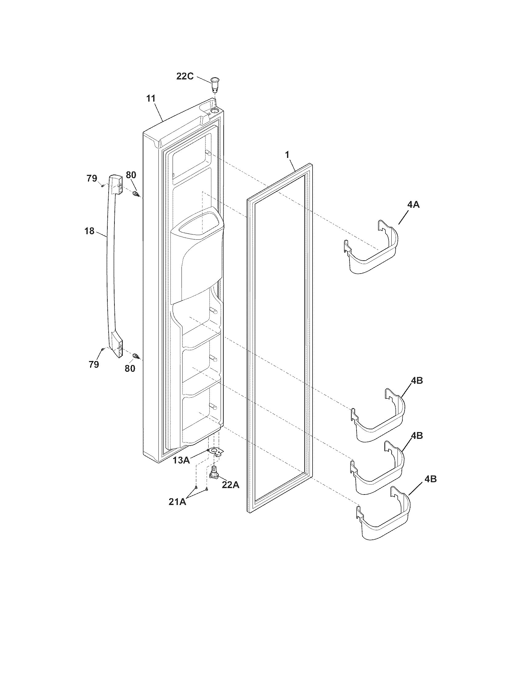 Frigidaire FPHS2387KF2 freezer door diagram