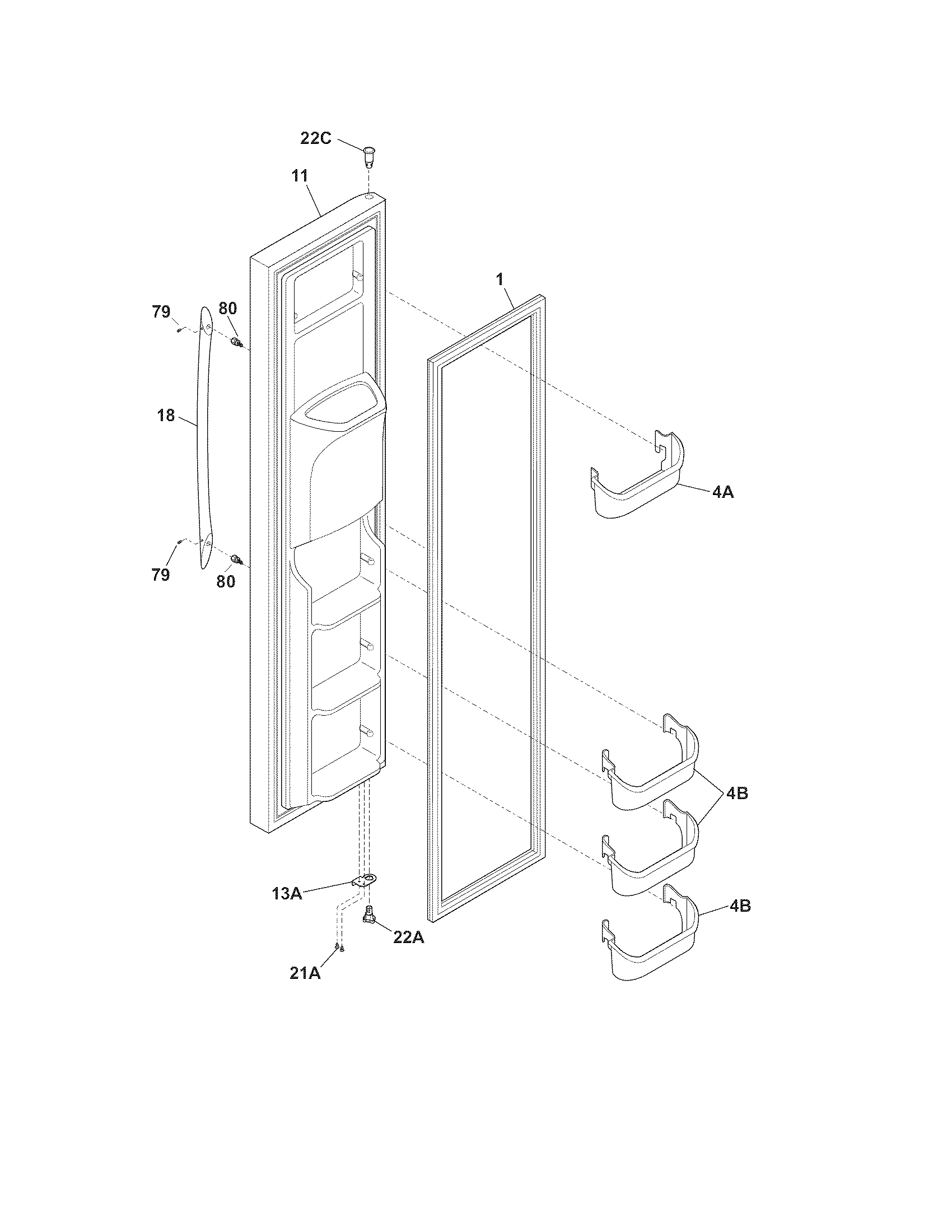 Frigidaire GLHS37EHSB8 freezer door diagram