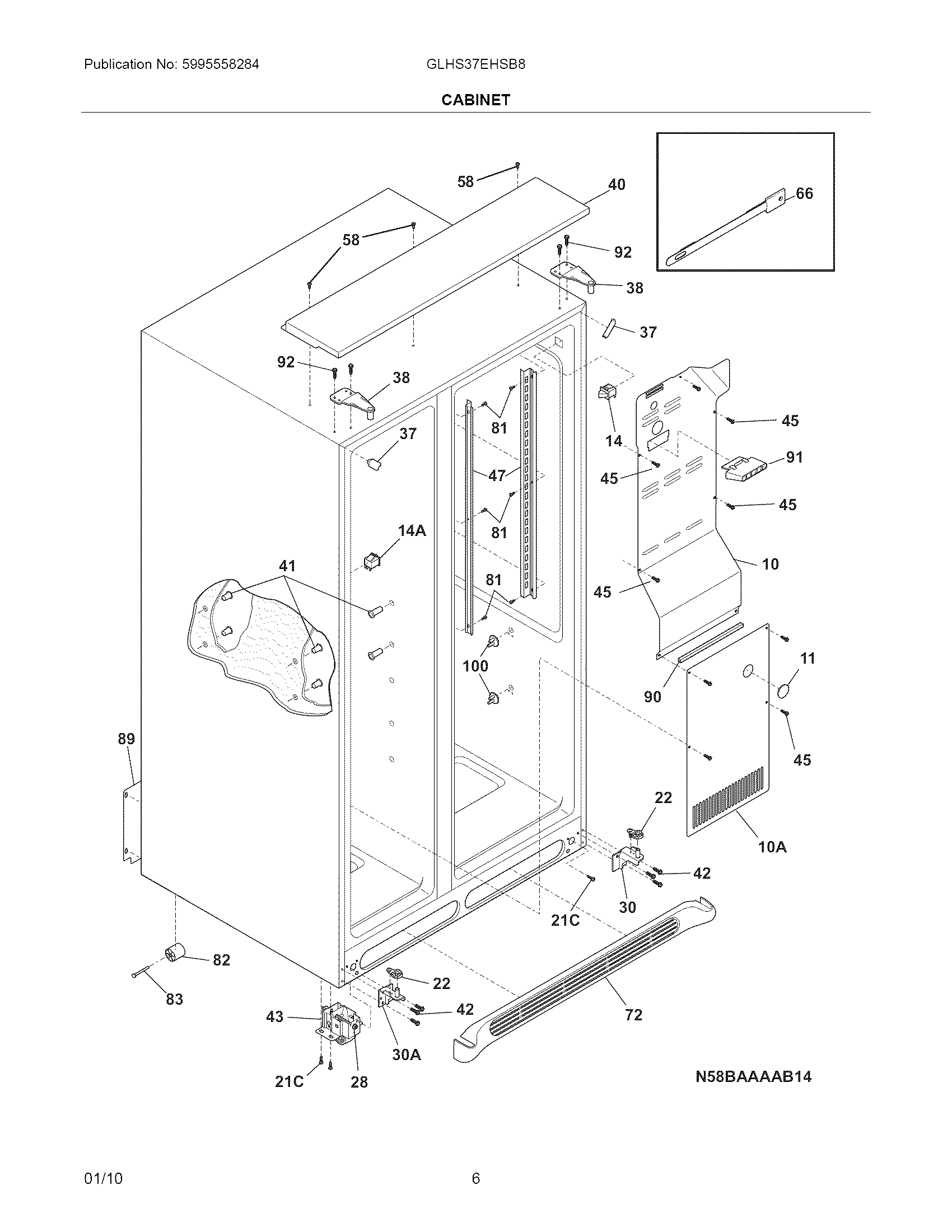 Frigidaire GLHS37EHSB8 cabinet diagram