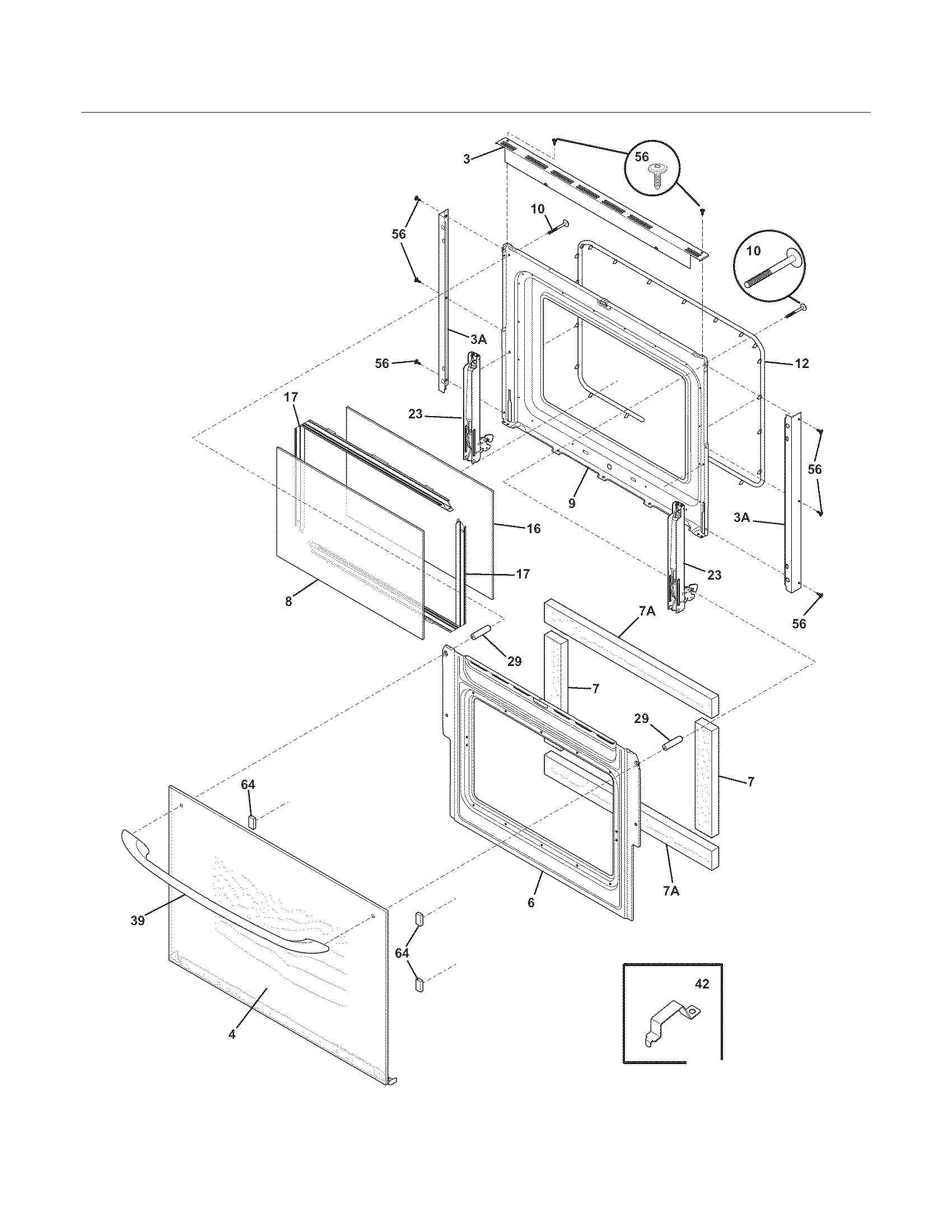 Frigidaire FED355EBD door diagram