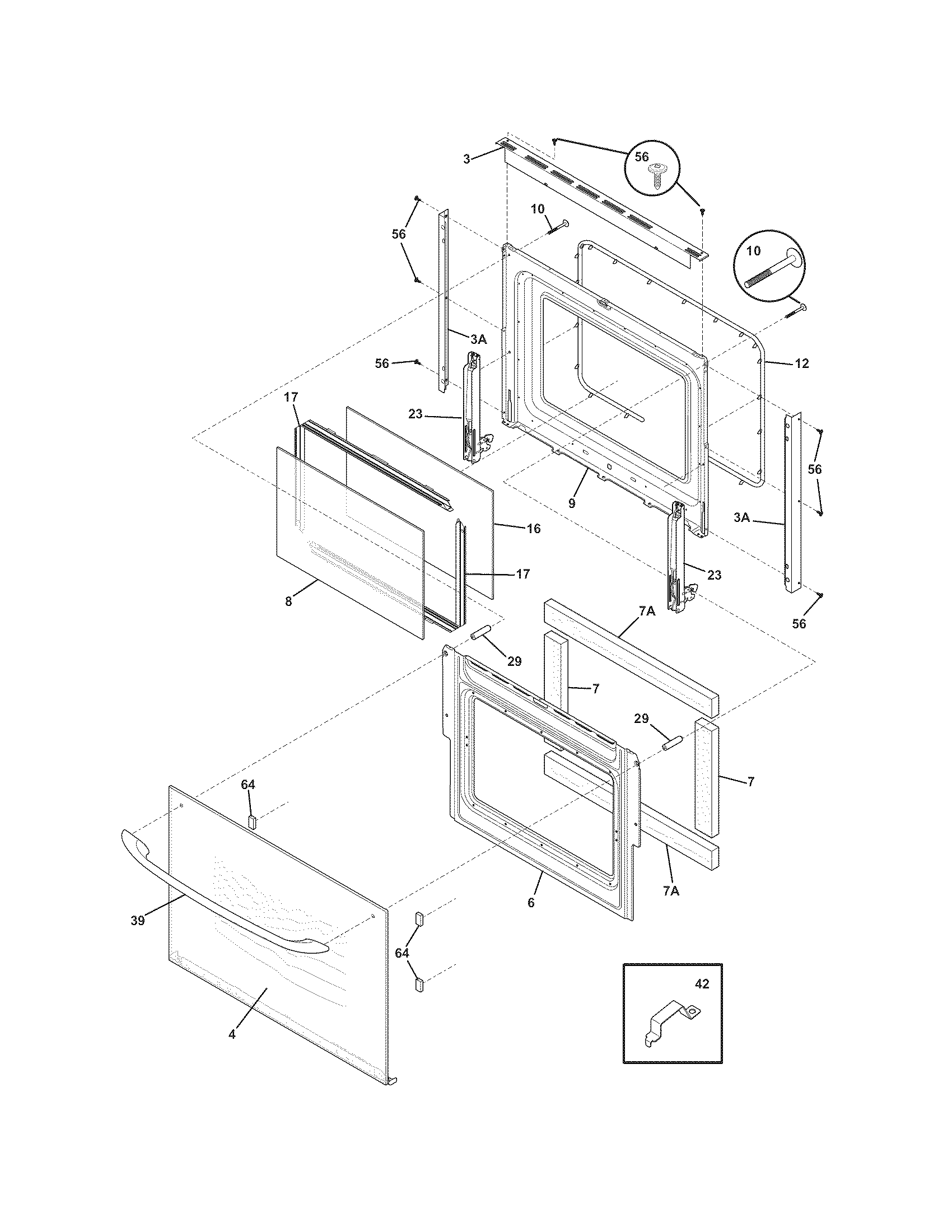 Frigidaire FED355ESE door diagram