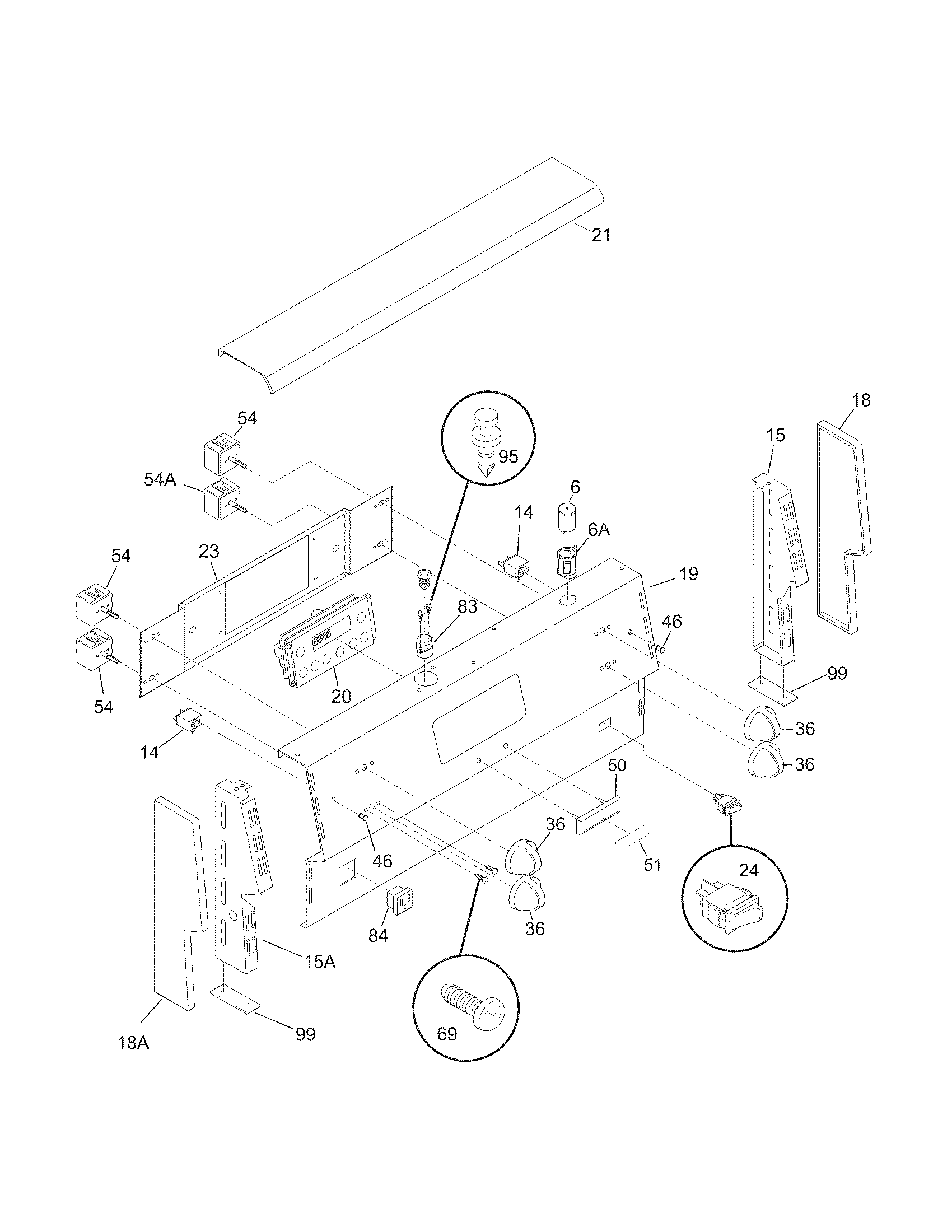 Universal/Multiflex (Frigidaire) CMEF212EB5 backguard diagram