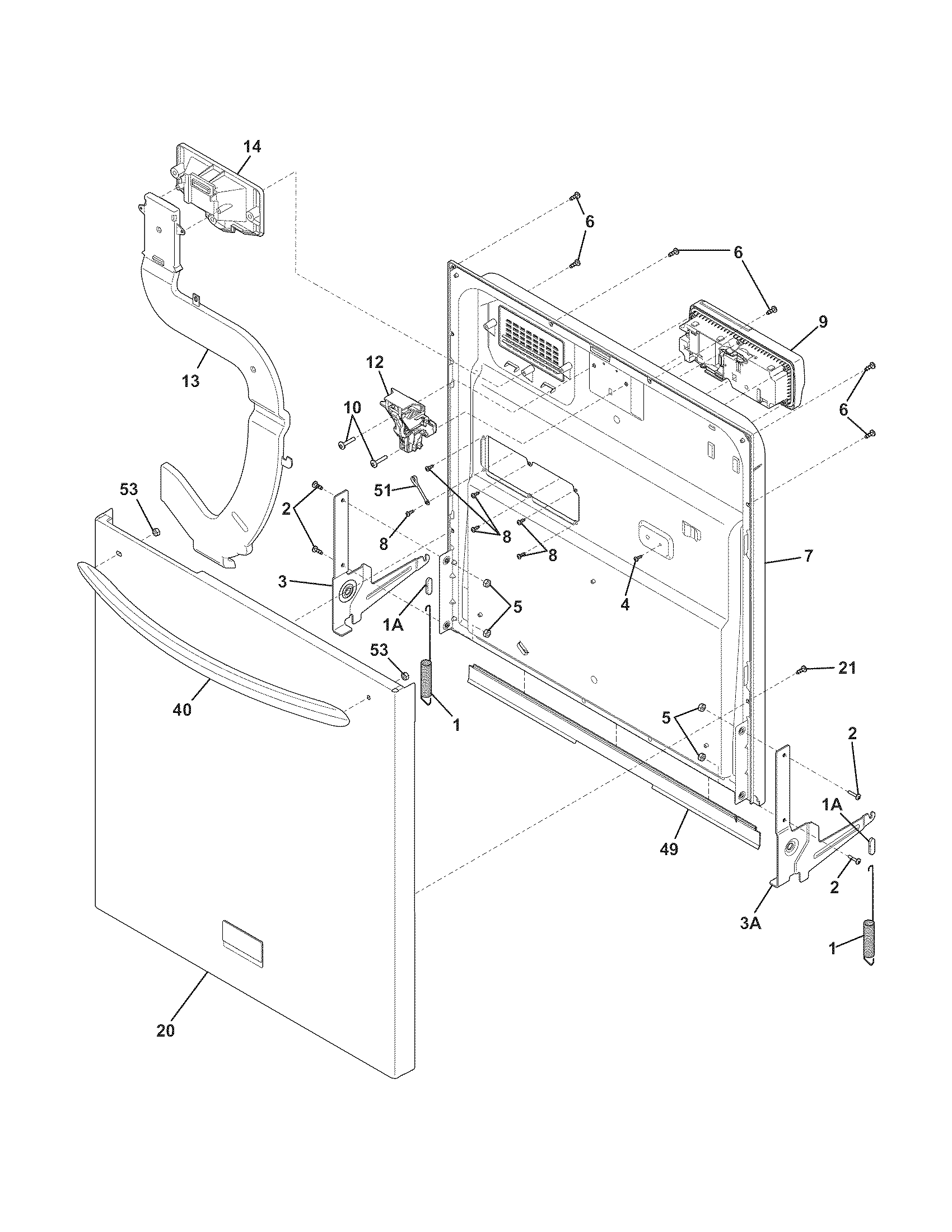 Frigidaire FGBD2451KW1 door diagram