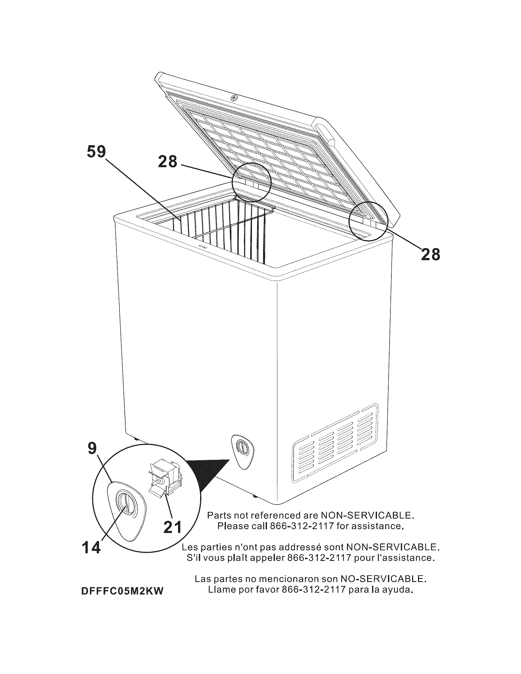 Frigidaire FFFC07M2KW replacement parts diagram