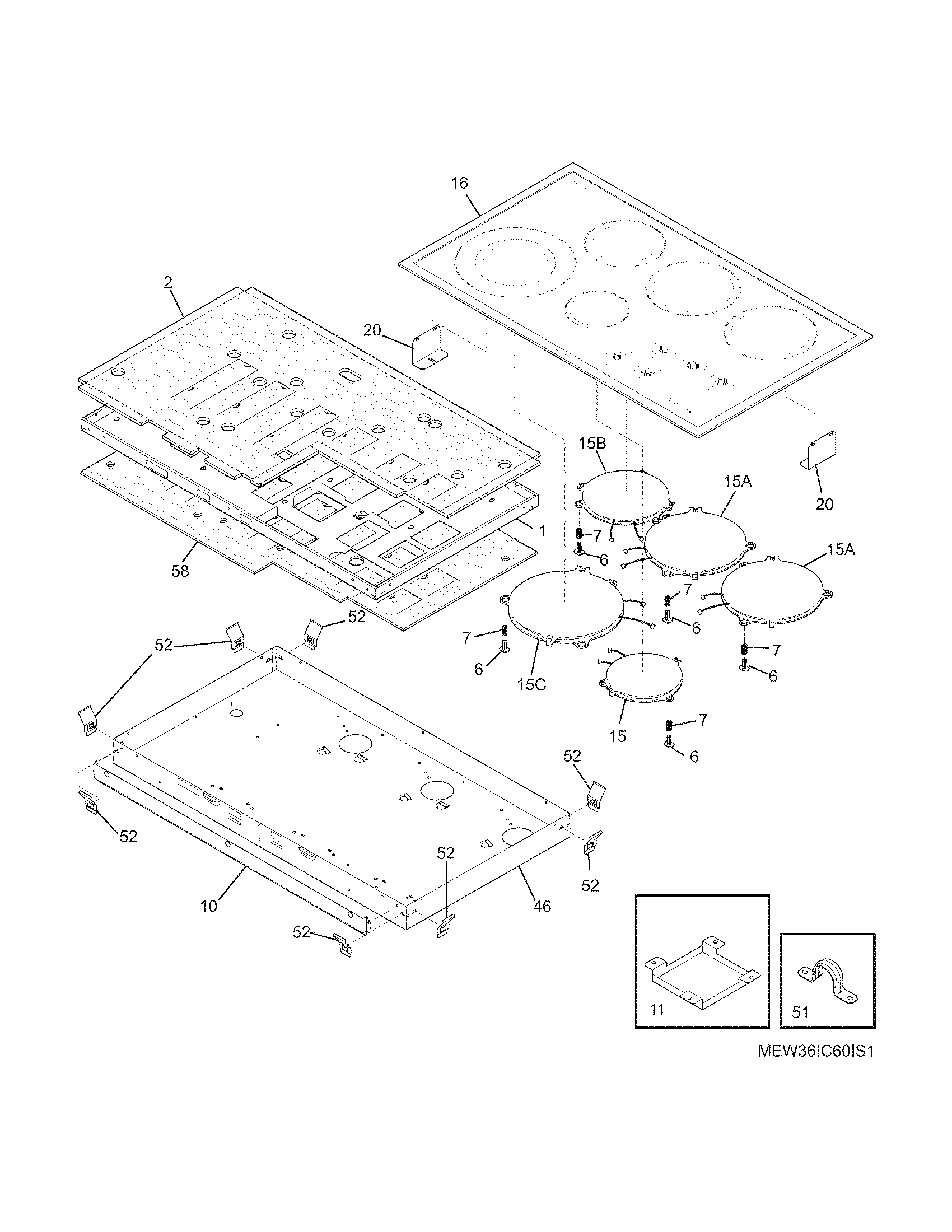 Electrolux EW36IC60IS1 maintop/surface units diagram