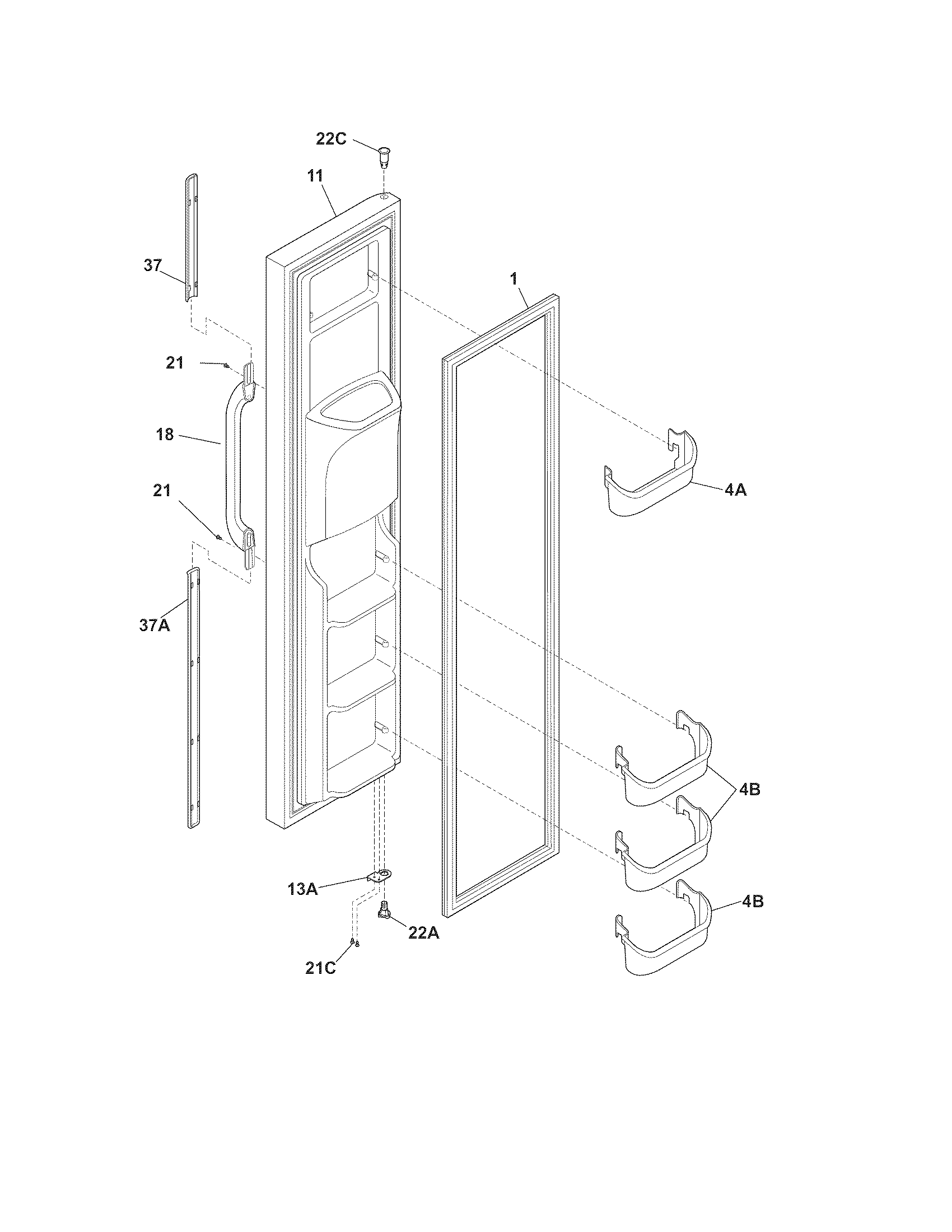 Crosley CRSE234JW3 freezer door diagram