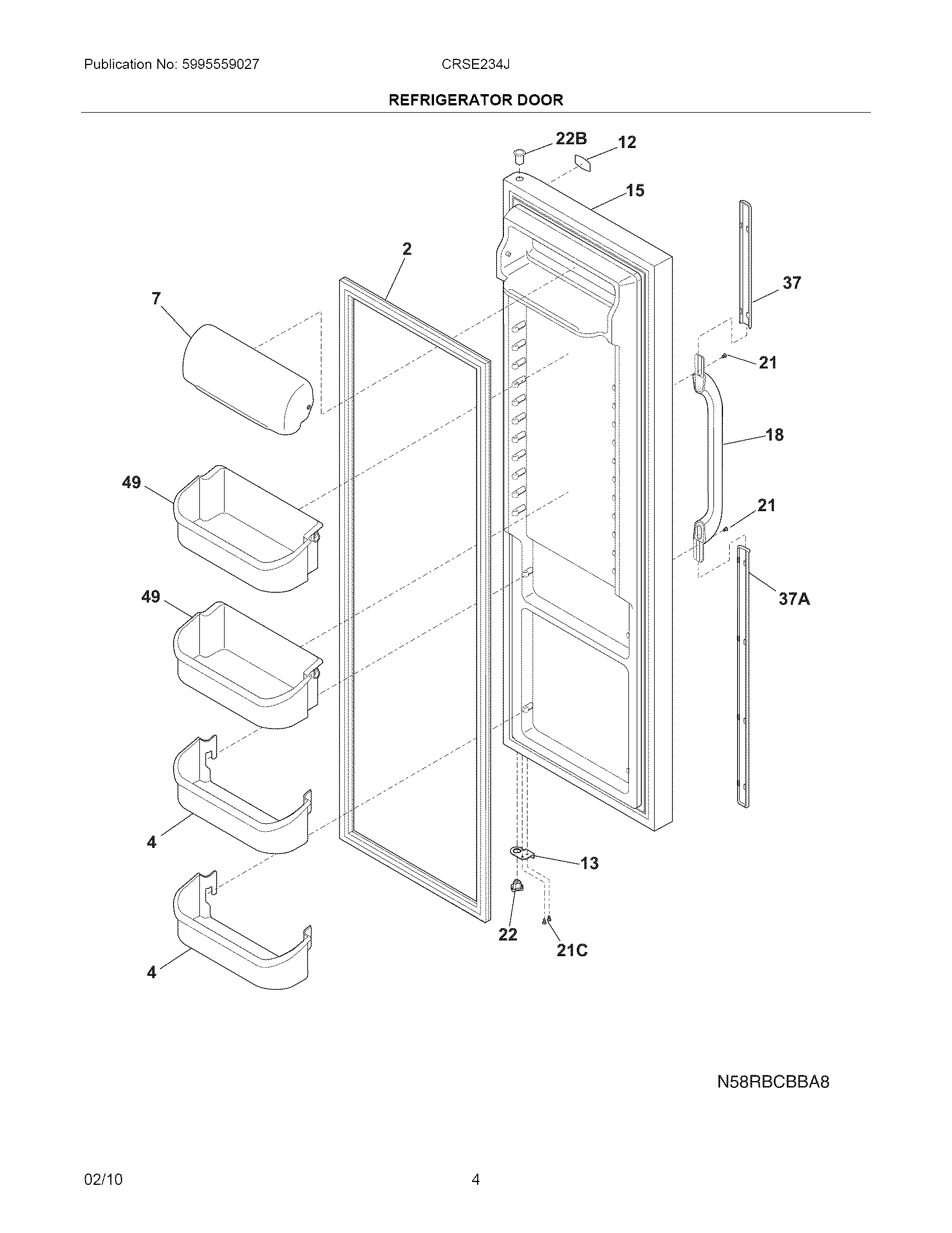 Crosley CRSE234JW3 refrigerator door diagram