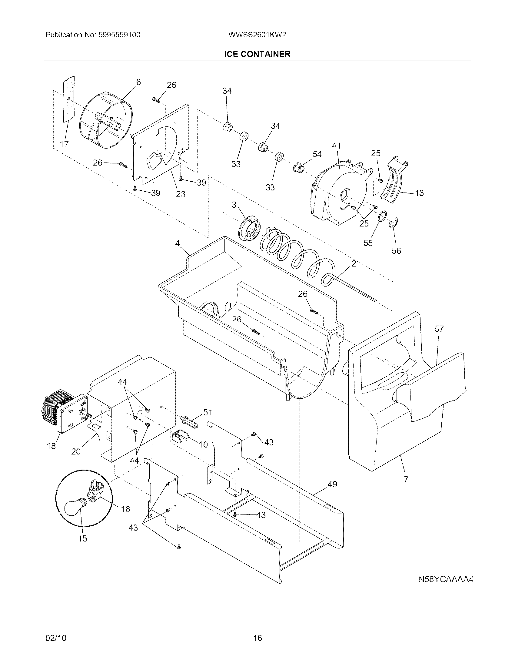 White-Westinghouse WWSS2601KW2 ice container diagram