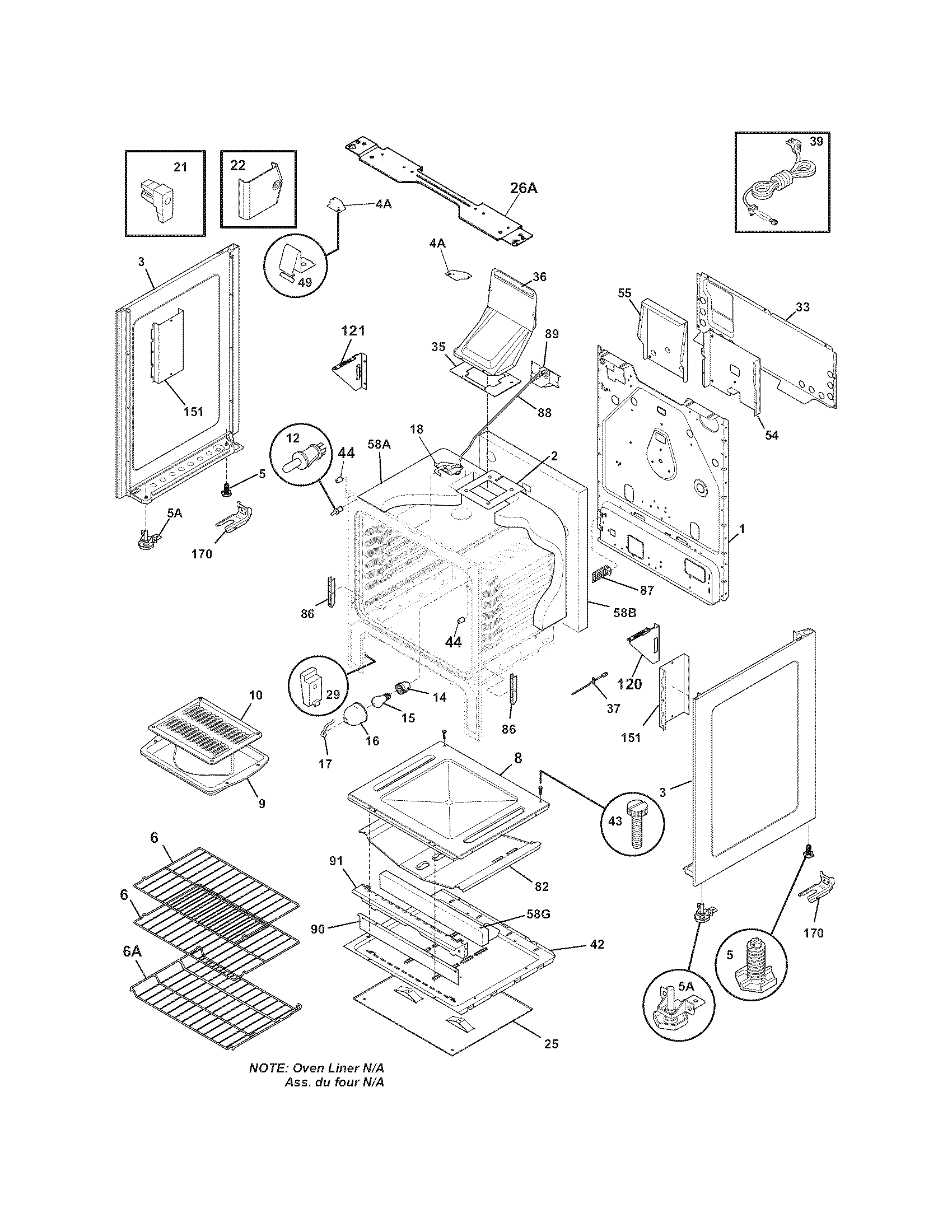 Frigidaire FGGF3031KQE body diagram