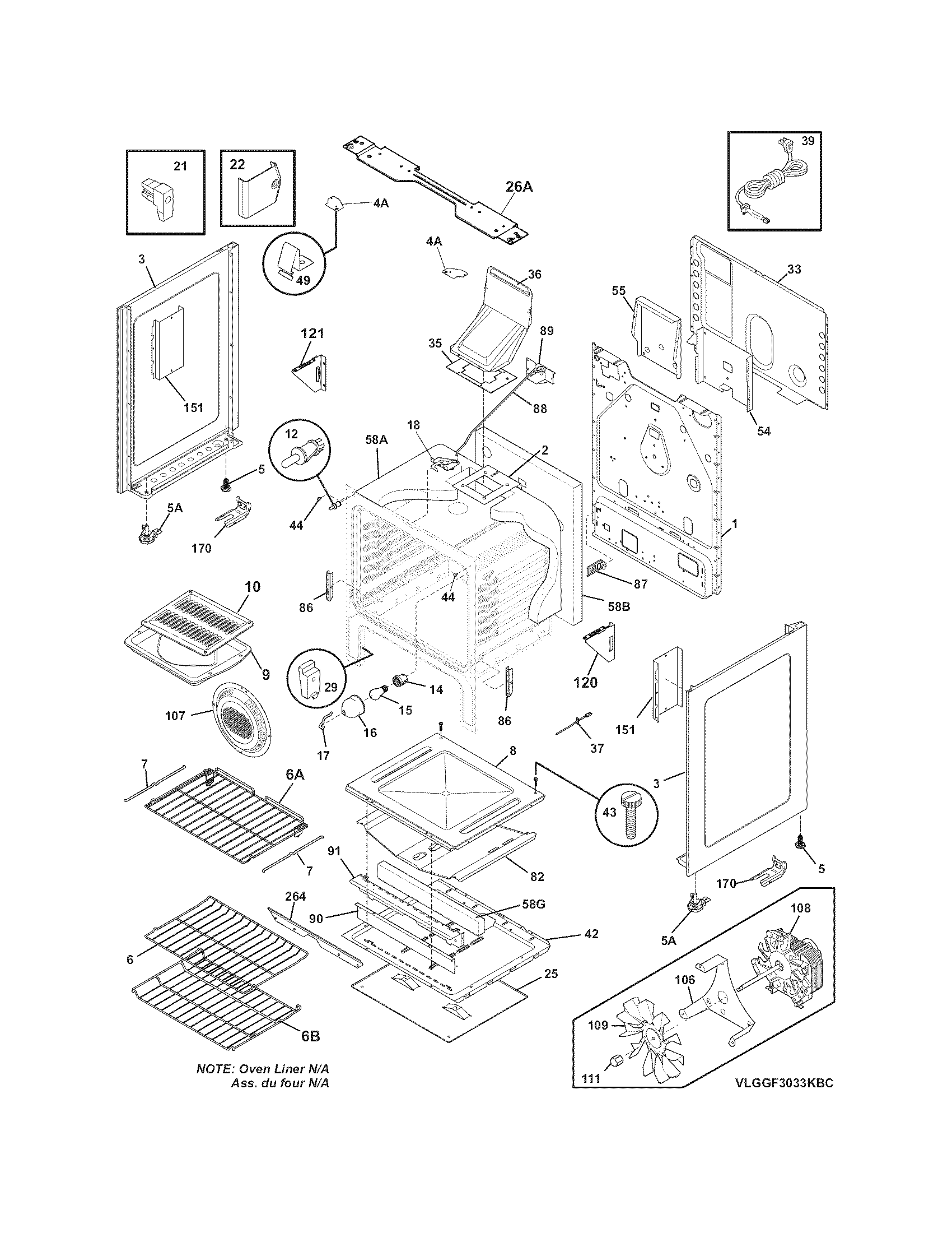 Frigidaire CGGF3042KFE body diagram