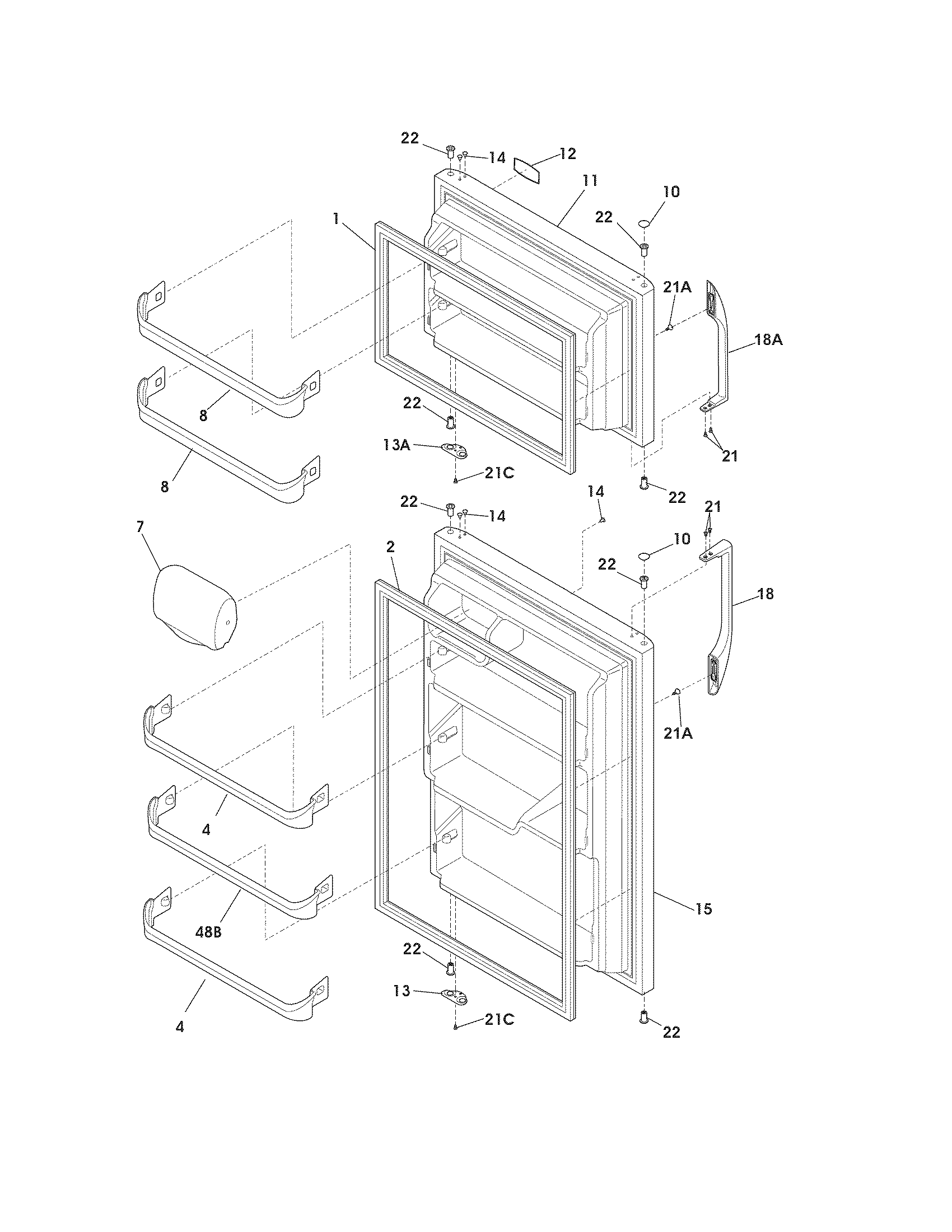 Frigidaire FFHT2117LW0 doors diagram