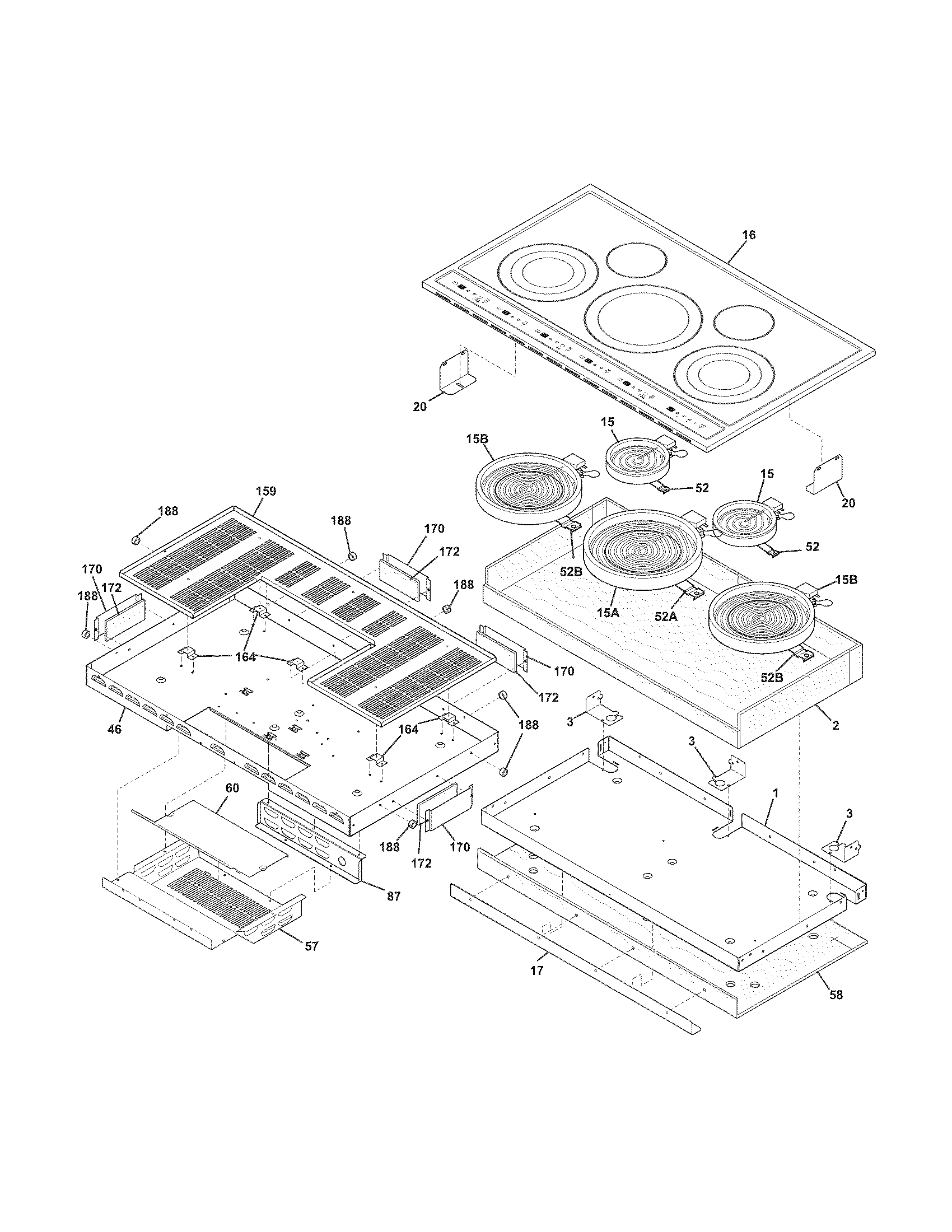 Electrolux E36EC70FSS3 maintop/surface units diagram