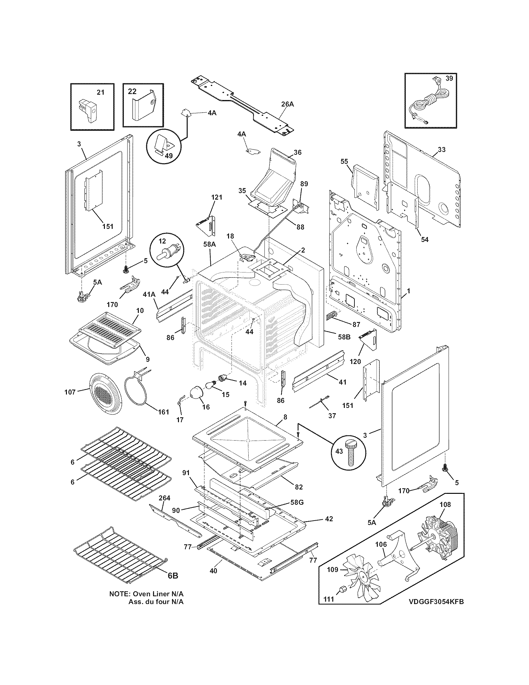 Frigidaire DGGF3054KFE body diagram