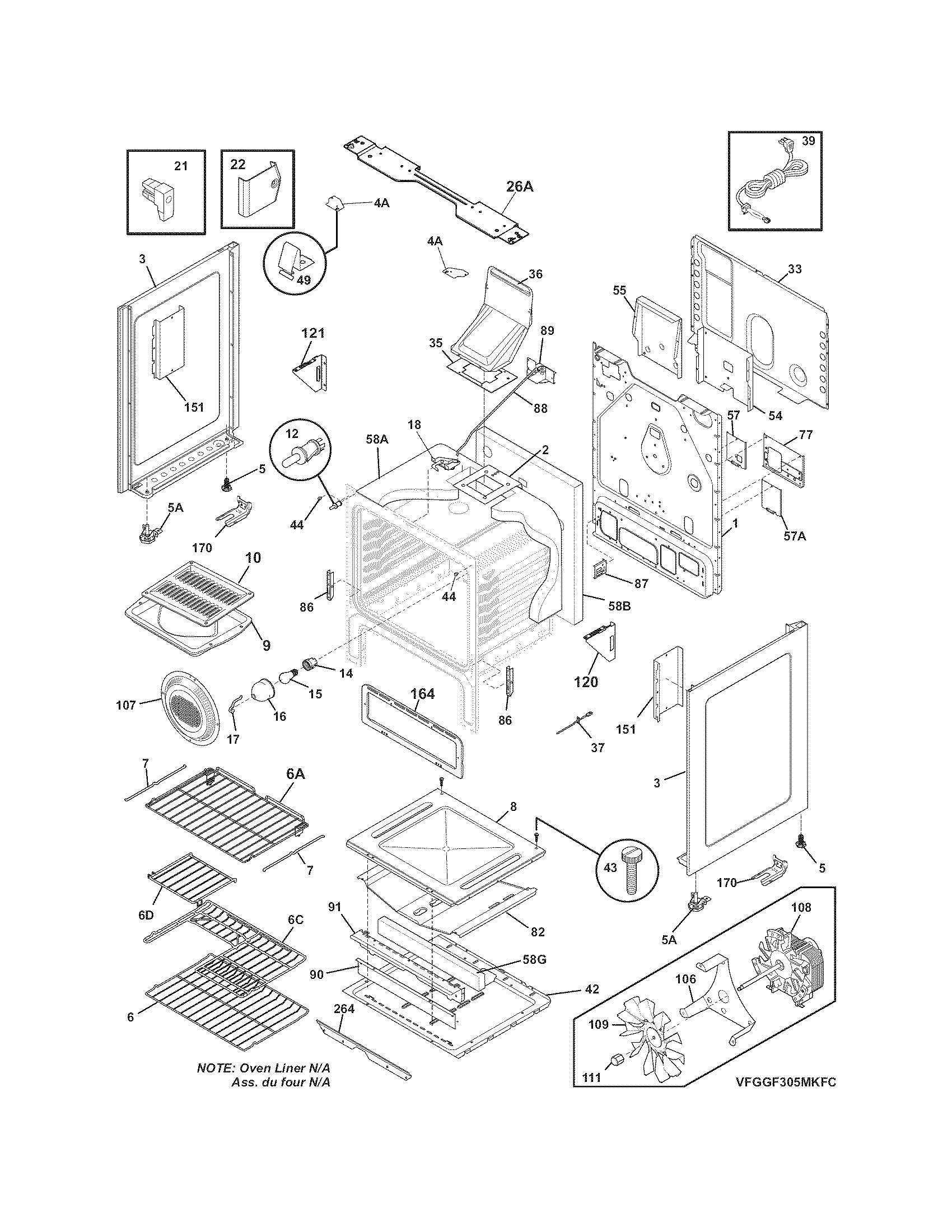 Frigidaire FGGF305MKFE body diagram