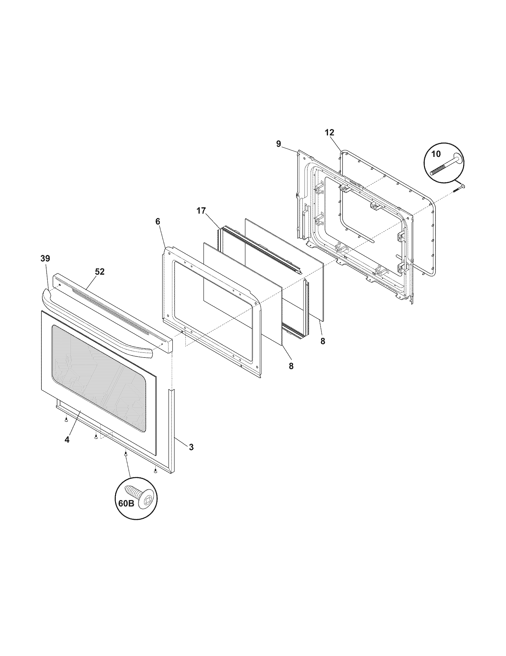 Frigidaire FFGF3049LSA door diagram