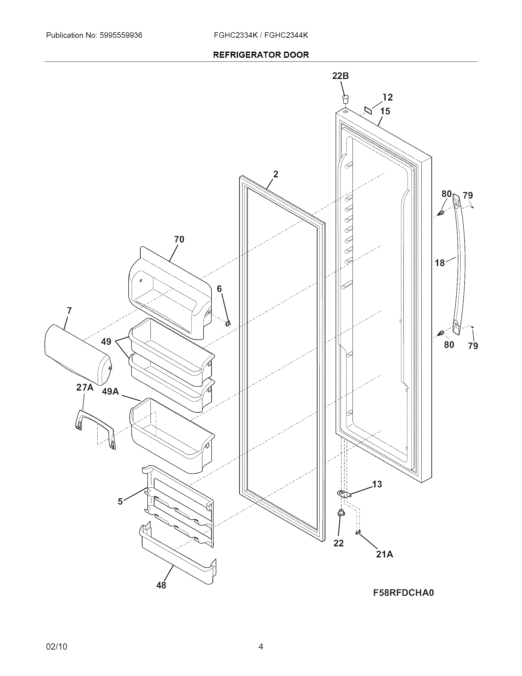 Frigidaire FGHC2334KP2 refrigerator door diagram