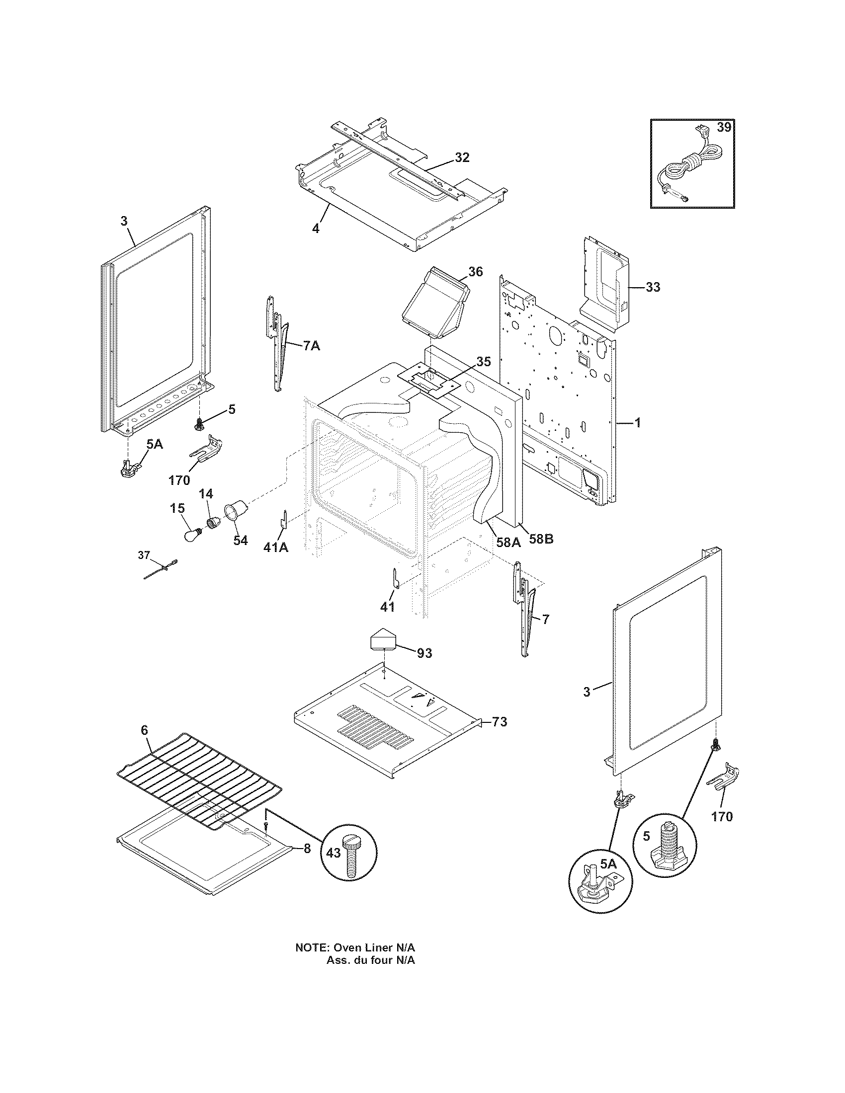 Frigidaire FFGF3011LBA body diagram