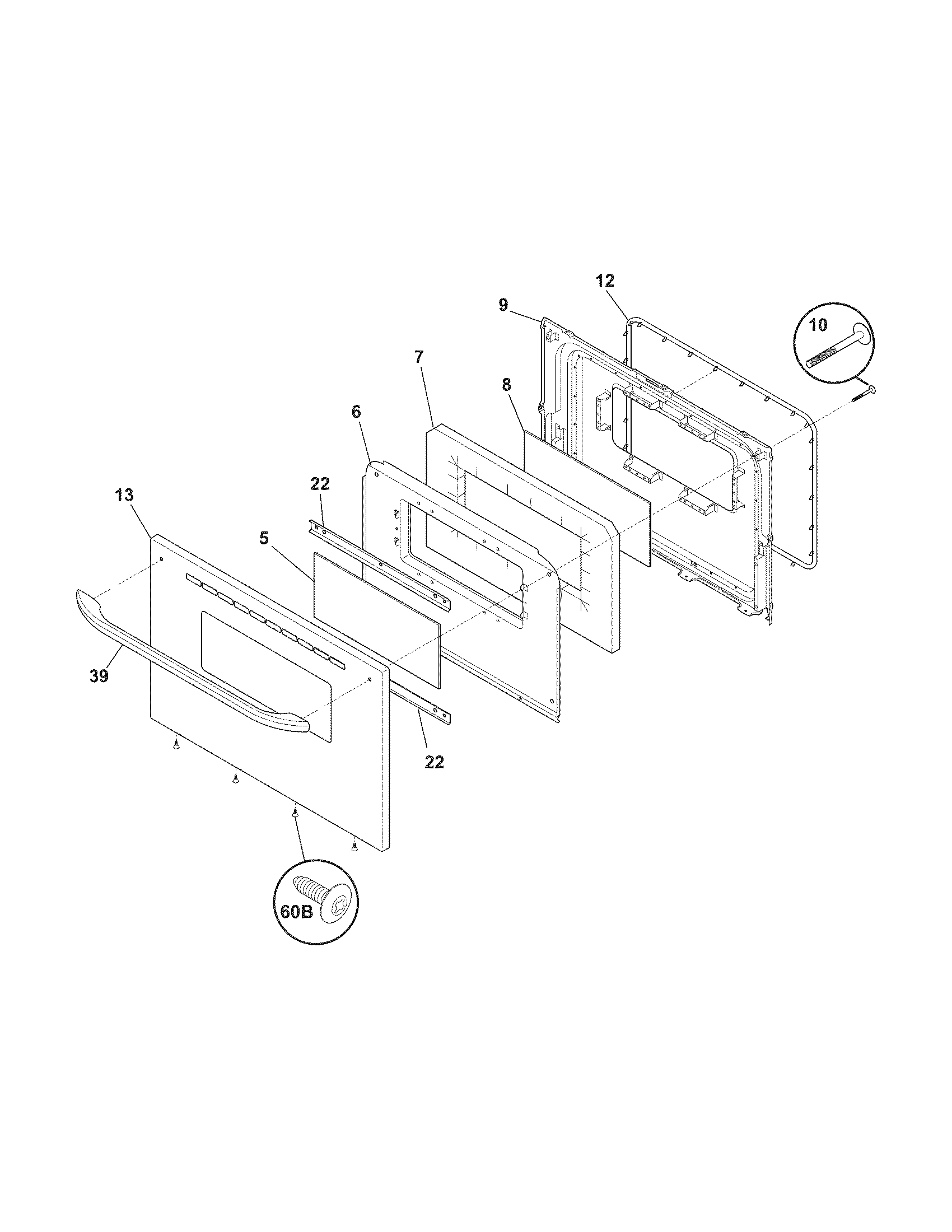 Frigidaire FFGF3011LBA door diagram