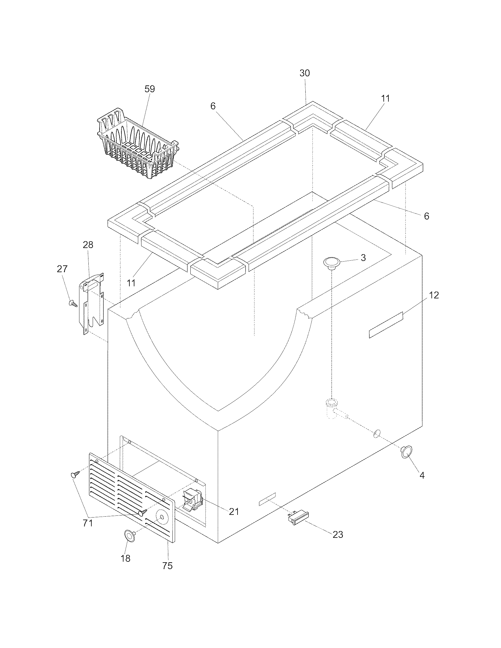 Kelvinator KFC09M3LW0 cabinet diagram