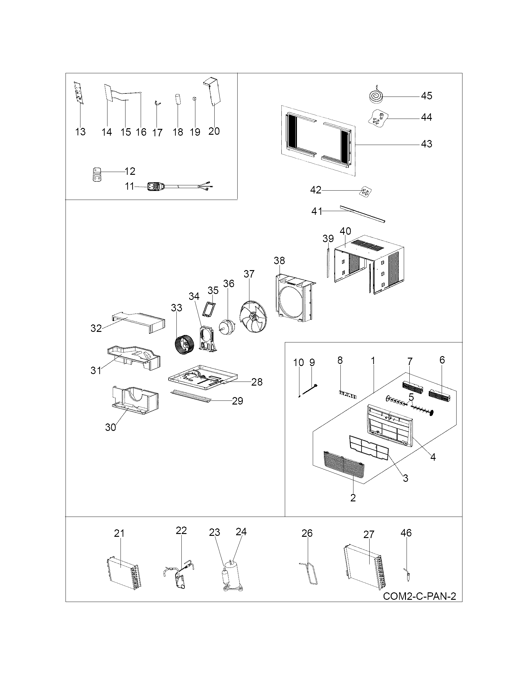 Frigidaire FRA106CT15 recommended spare parts diagram