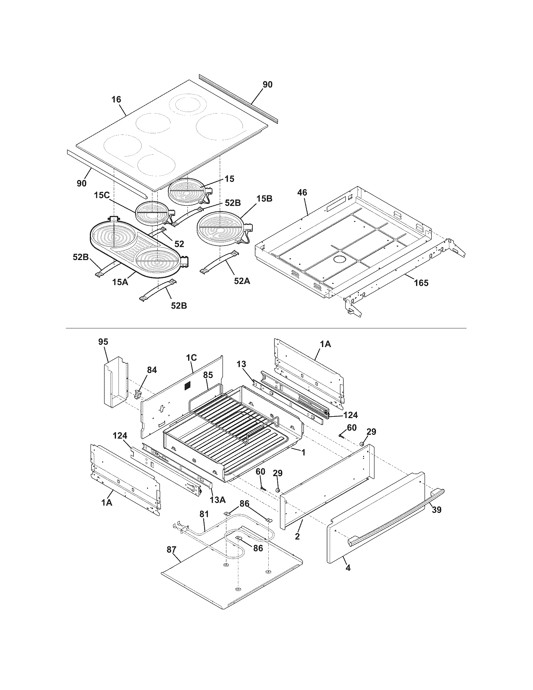 Frigidaire FPES3085KFB top/drawer diagram